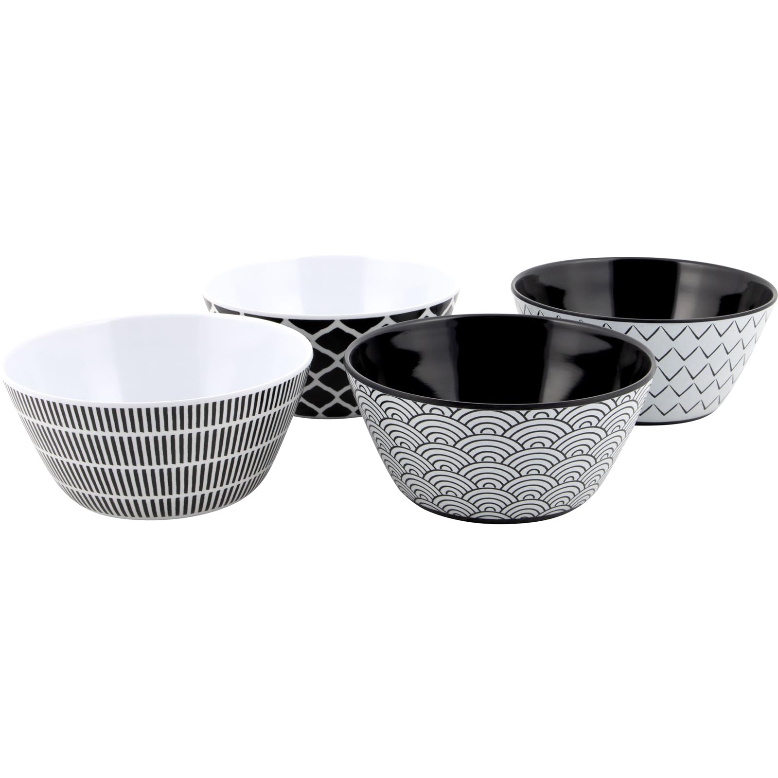 Bo-Camp - Vajilla - Mix & Match - 16 Piezas, Vajilla - Mix & Match - 16 piezas - Negro/Blanco