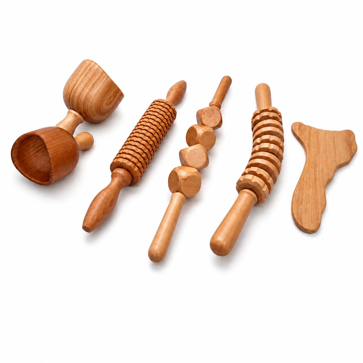 Kit Thérapie Bois Anti-Cellulite | Thérapie par Le Bois avec Cours sur DVD | Kit composé de 6 éléments en Bois de pin et Lotus Naturel | Designs exclusifs Aesthetic Wood Therapy Espagne