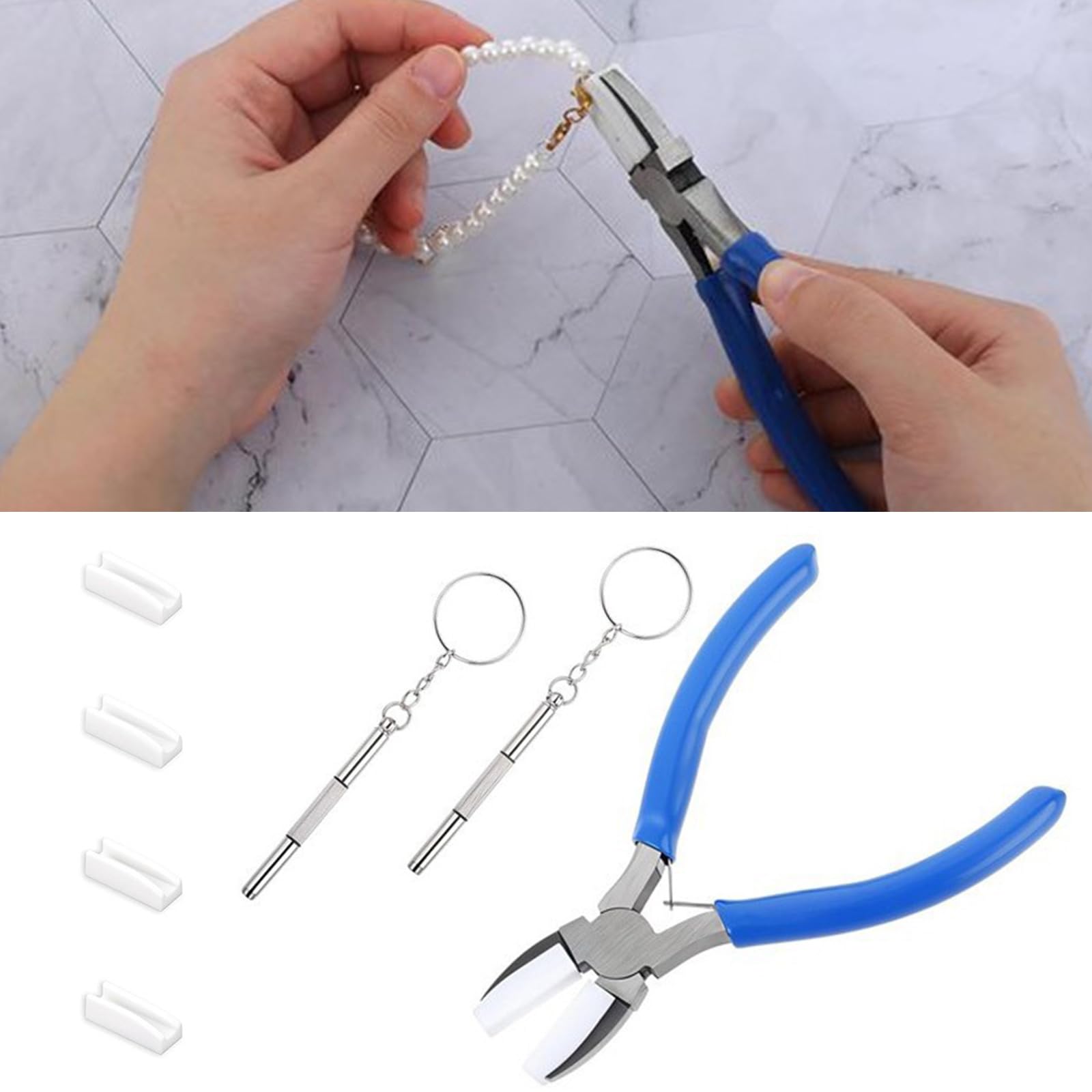 Montesy Jewelry Making Pliers Tool Nylons Flat Tip Pliers Slip Resistant Rubber Grip for Beading Shaping Wire Jewelry Making