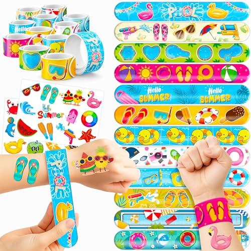 Cadeaux fête de piscine : 48 pièces avec tatouages et bracelets