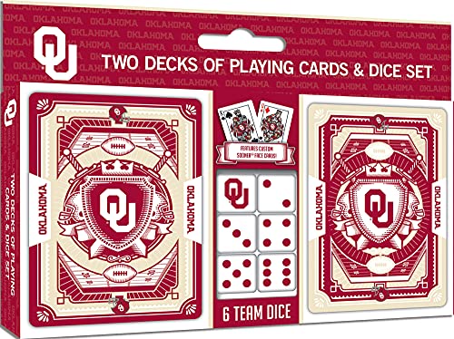 Image of Masterpieces Game Day - NCAA Oklahoma Sooners 2-Pack Playing Cards & Dice Pack - Officially Licensed Set for Adults and Family