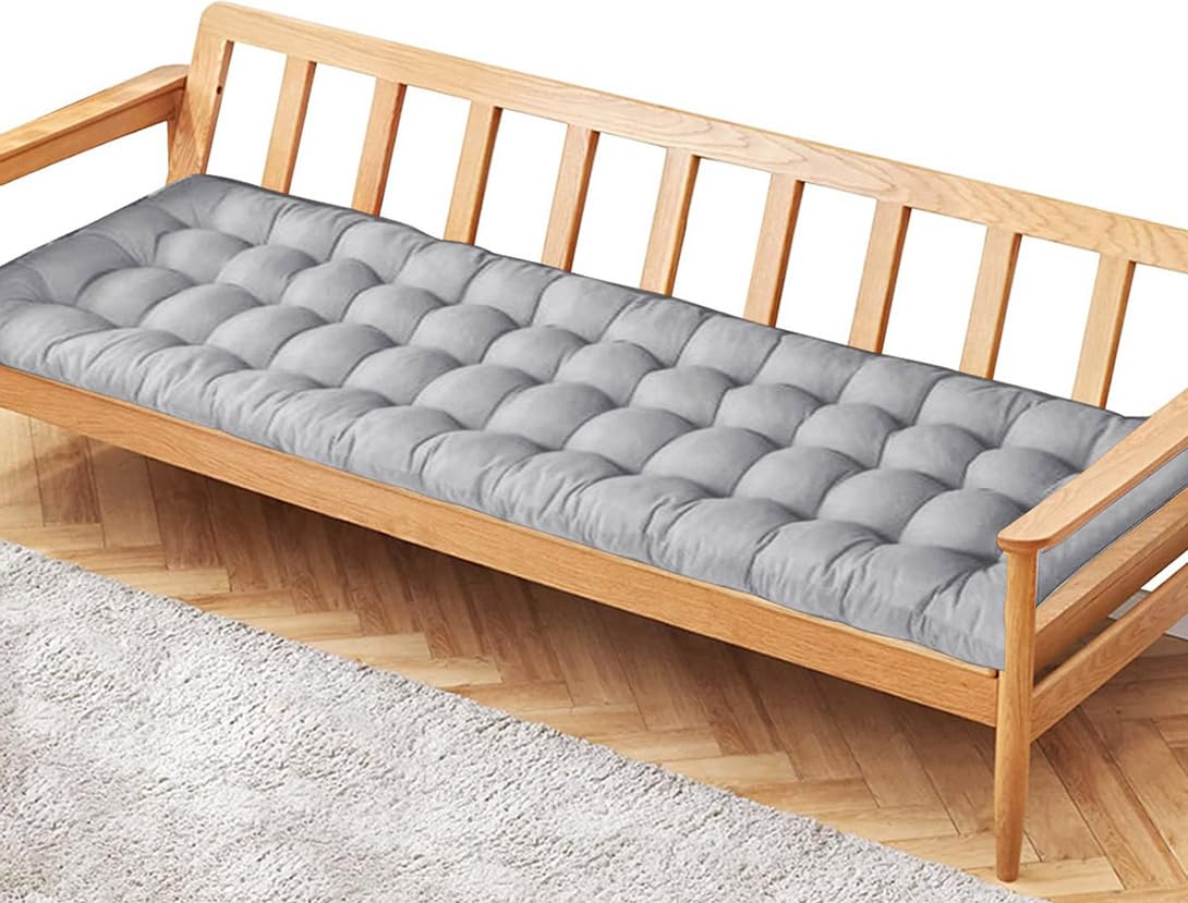 Dickes Sitzkissen für Gartenbank, 2-/3-Sitzer, für den Außenbereich, 8 cm, Baumwolle, für den Außenbereich, drinnen, Schaukel, Terrasse, Zuhause, 140 x 50 cm, Kaffeebraun