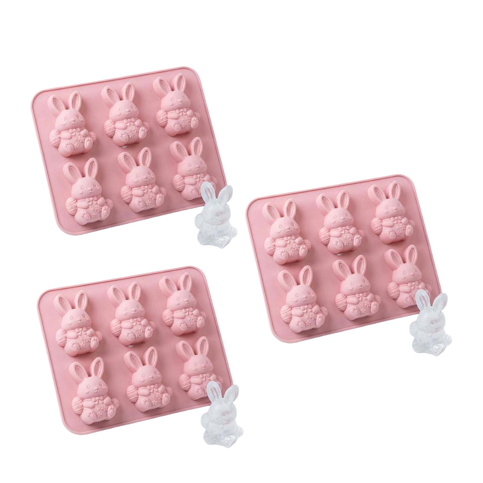 TEMOOUES Holiday Themed Silicone Ice Cubes Molds Fun Bunnies Shape for Drink Chocolate Cake Making Supplies Conies Molded Ice Machine