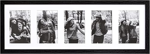 eletecpro 8x24 Collage Picture Frame with 1 Mat Display 5Pcs 4x6 Photos with Mat or 1Pc 8x24 Picture without Mat, Picture Frames Collage Wall Decor