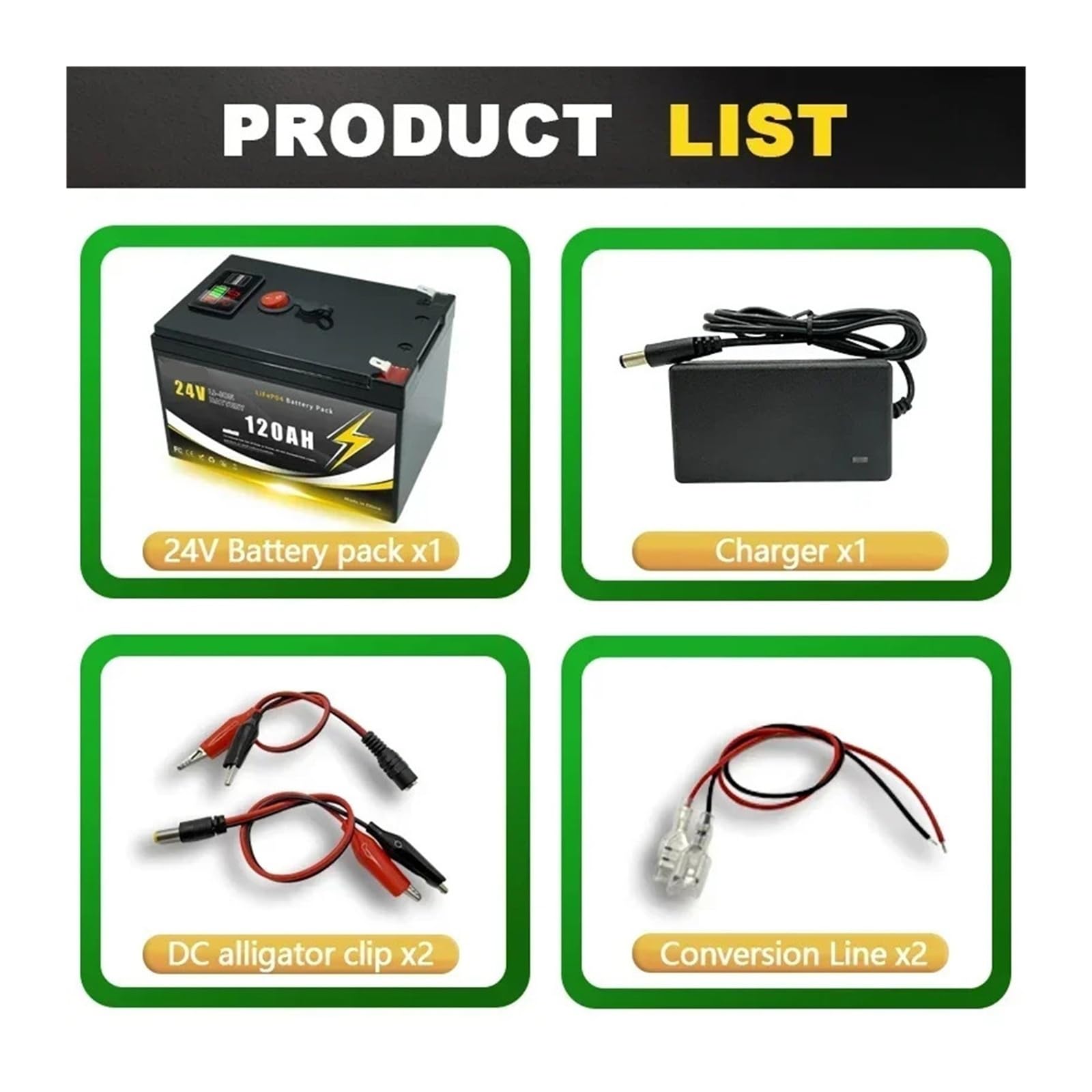 Batteria Ricaricabile Al Litio 24V 120Ah LiFePO4 Profonda 4000+ Cicli for Illuminazione, Ruote Motrici, Energia Solare/eolica, Piccoli UPS