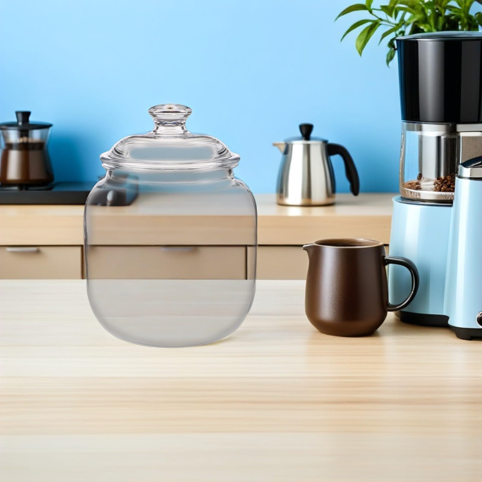 Tarro de Comida de Plástico Transparente de 3.7 L con Tapa Hermética para Almacenamiento de Alimentos Secos y Organización de Despensa