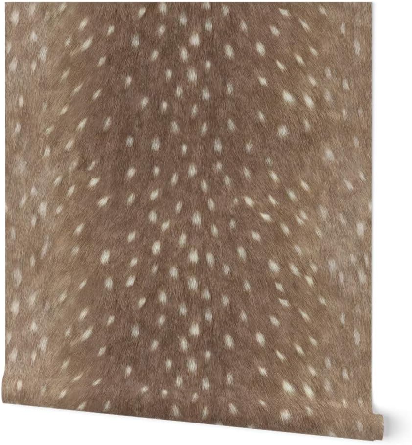 Spoonflower Peel & Stick Wallpaper 9ft x 2ft - Soft Deer Hide Taupe Skin Woodland Custom Removable Wallpaper