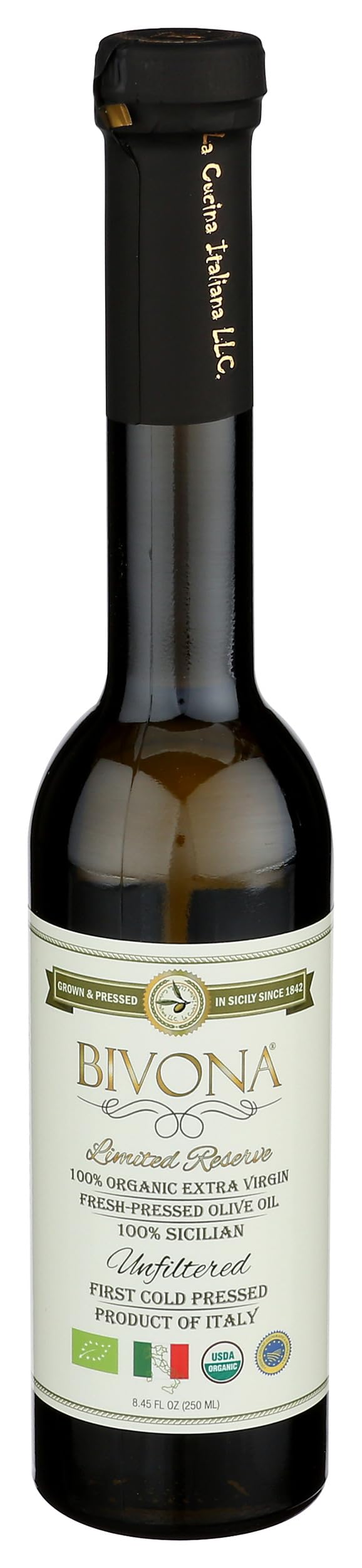 La Cucina Italiana Bivona Sicilian Organic Extra Virgin Olive Oil, 8.45 Ounce