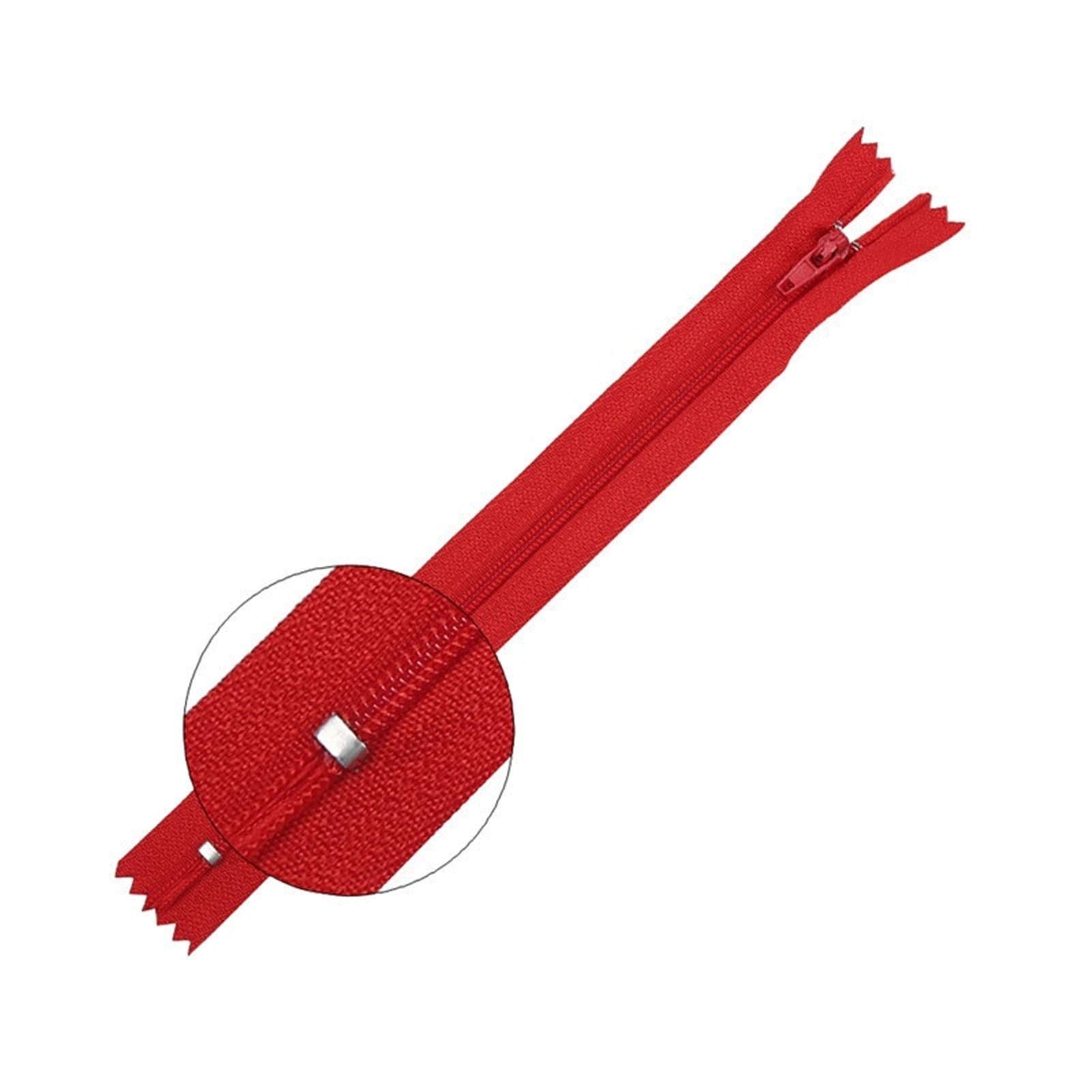 Plastic Zipper 10pcs Nylon Coil Zippers, for Tailor Sewing Crafts, 3 Inch-24 inch(Red,12.5cm)