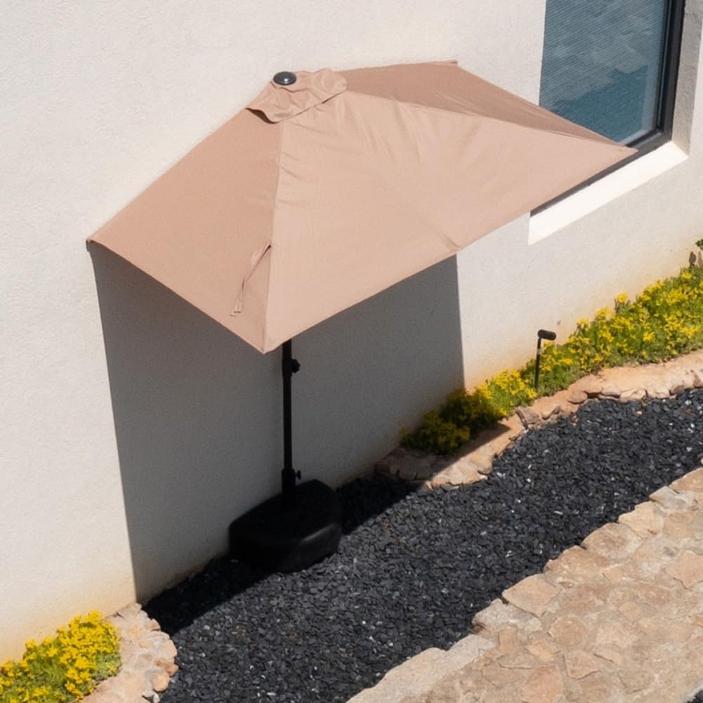 Outdoor Wall Patio Umbrella Half Rectangular Market Parasol for Balcony Garden Deck Adjustable Height Without Base