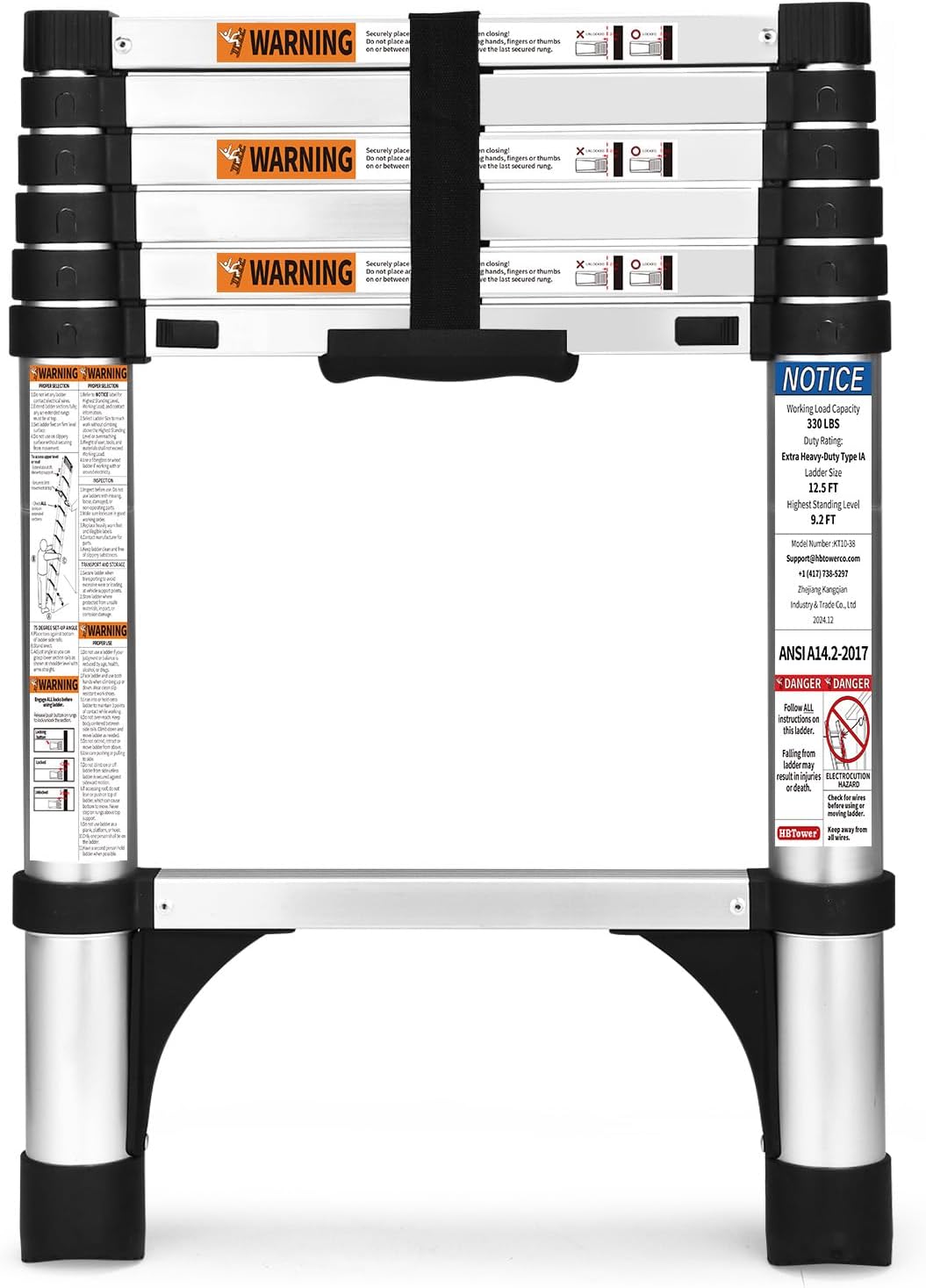 Soctone Telescoping Ladder, 6.5 FT Button Retraction Aluminum Extension Ladder with 2 Triangle Stabilizers, Multi-Purpose Ladder with Slow Down Design, 330lbs Max Capacity for House Daily Life 6.5FT(A BUTTON)