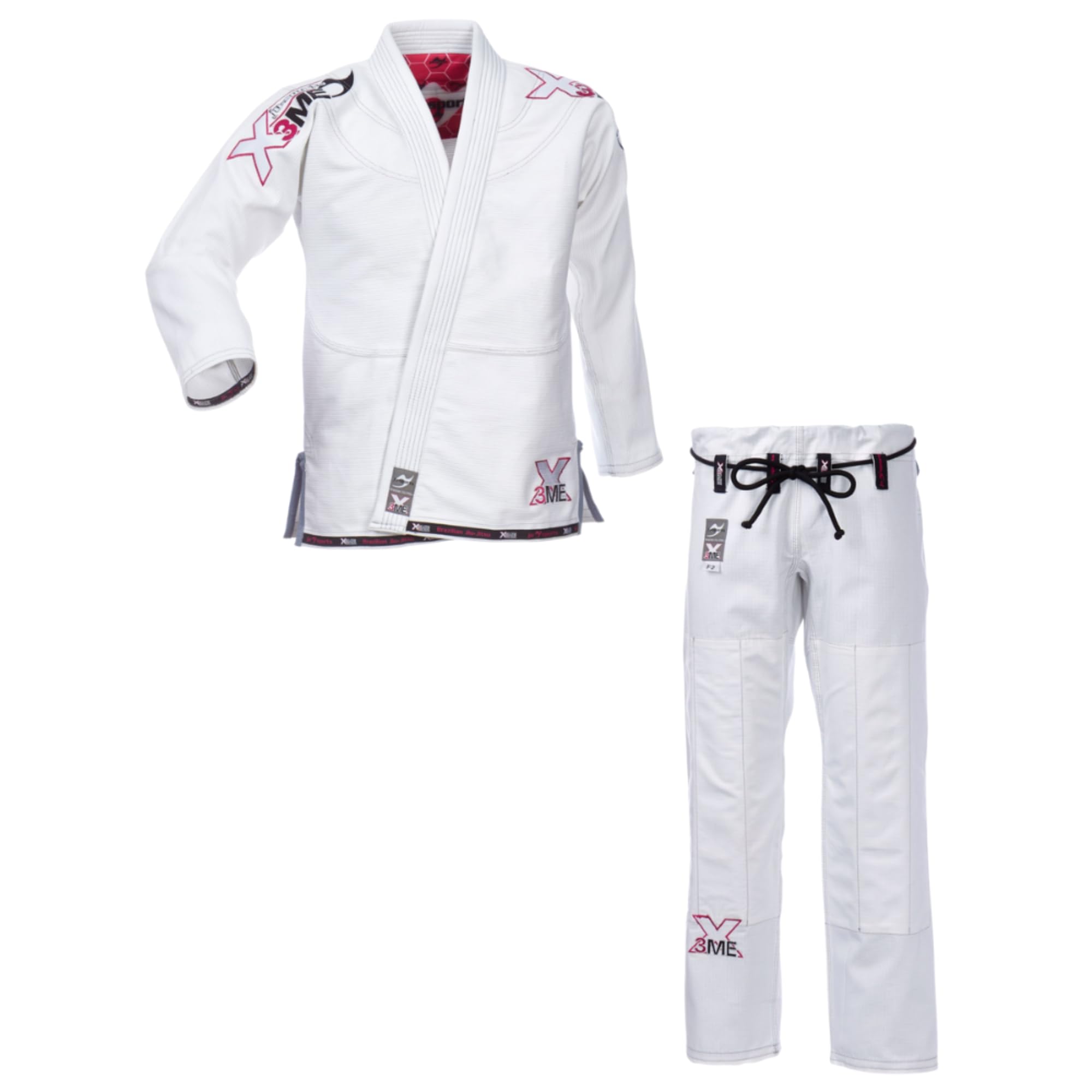 Ju-Sports Amazona BJJ-Gi EXTREME 2.0 White/pink Girl I Erstklassiger Brazilian Jujutsu Anzug speziell für Kinder nach Vorgaben der JJIF I 100% Baumwolle