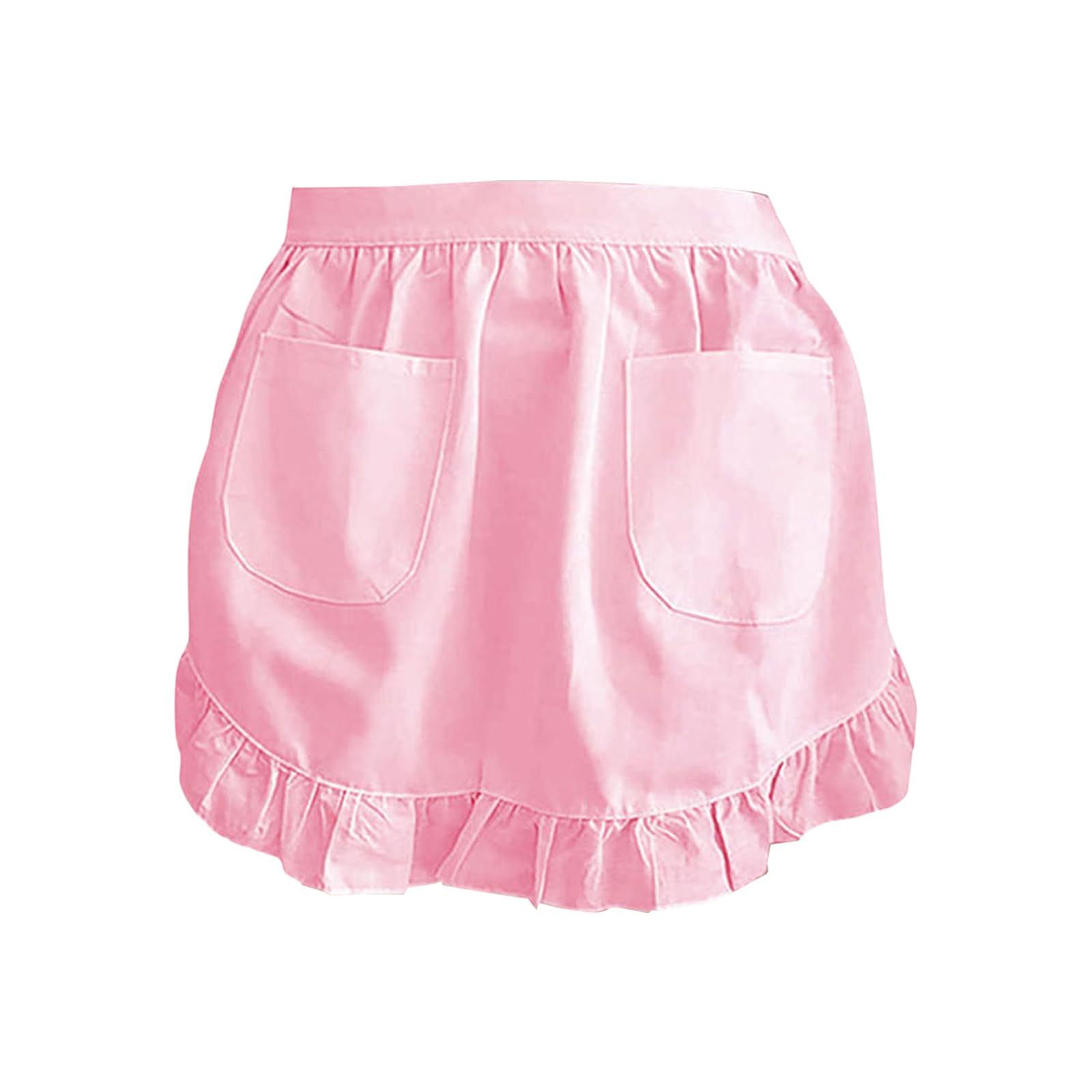Xjdzineq Color Ruffled Frilly Waist Apron for Women with Pockets Vintage Maid Costume Half for Cooking and Cosplay Cosplay