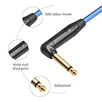 Vista 6 de Cable de audio de micrófono macho de 3.3 pies en ángulo recto de 1/4 TS a XLR de 3 pines, 0.250 in TS Mono de ángulo recto a XLR macho 3 pines, 6N