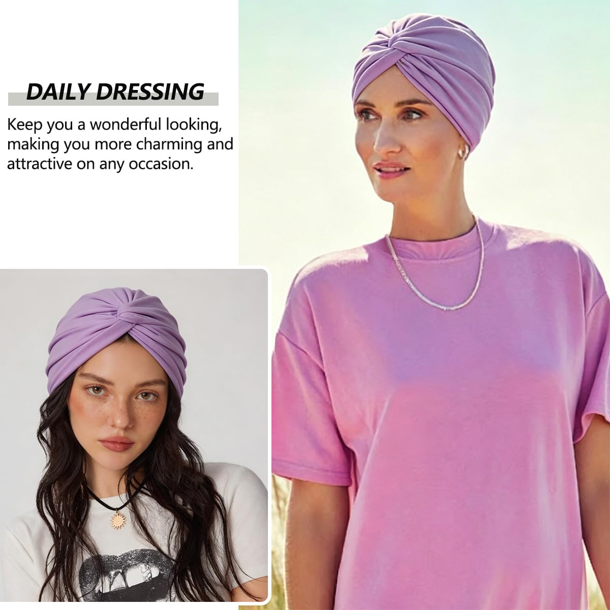 MESU Turbante da donna, per chemioterapia, per pazienti affetti da cancro, perdita di capelli