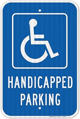 Handicap Parking Sign, Handicapped Sign, 12x18 Inches, 3M EGP Reflective .063 Aluminum, Fade Resistant, Made in USA by Sigo Signs