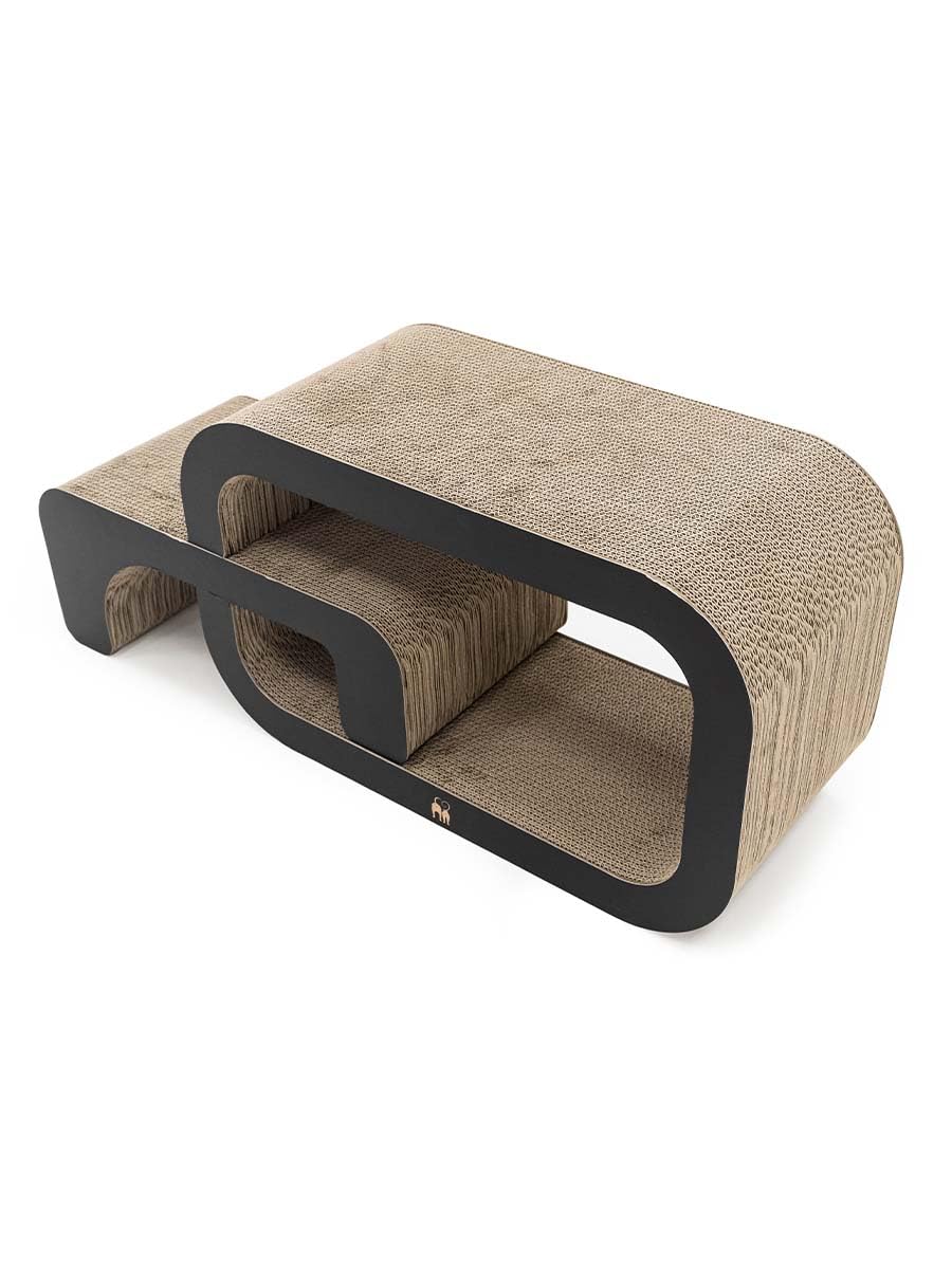 Petrebels Kratzpappe Max 55, Katzen Kratzbrett aus sehr stabilem Karton, Kratzkarton 55 x 24 x 33 cm, Farbe Schwarz