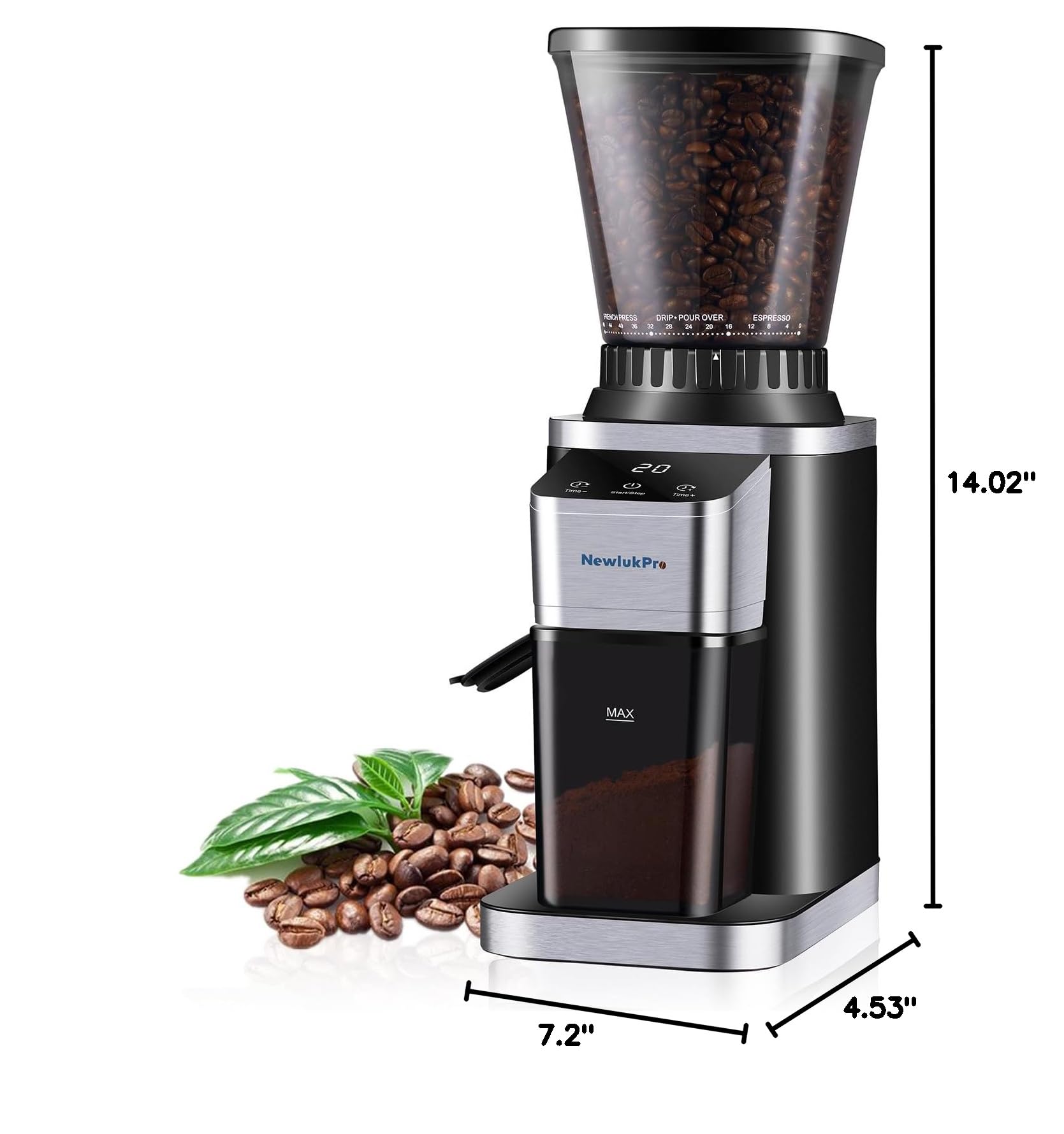Anti-static Coffee Grinder',Mess-Free,No Blockage,Low Noise,Conical Burr with 48 Precise Grind Settings,Grinder Mill Adjustable Timer:2-12 Cups,All Purpose Coffee Grinders for Home & Office
