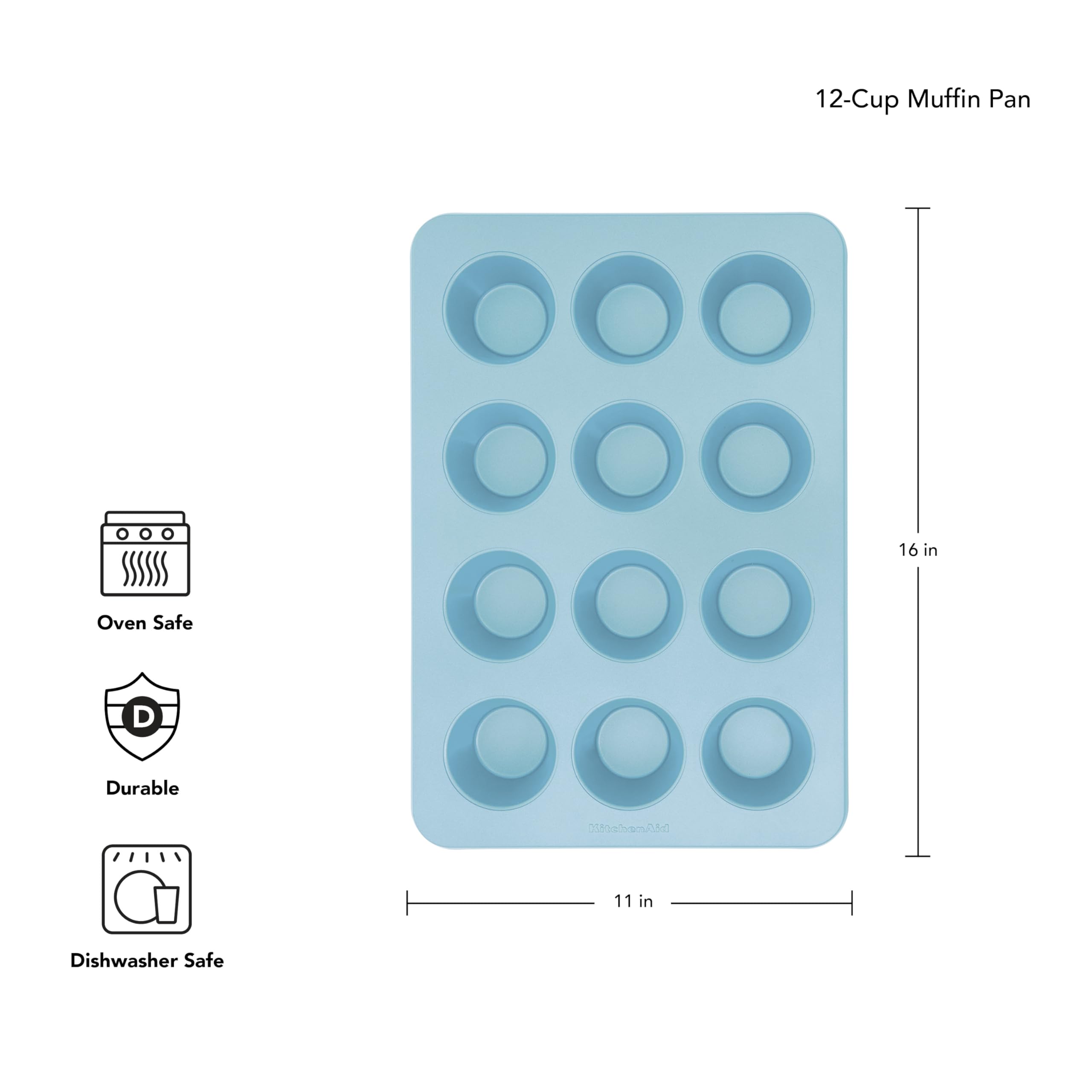 KitchenAid Muffinform für 12 Muffins, antihaftbeschichtet, aluminisiertes Stahl, Mineralwasser