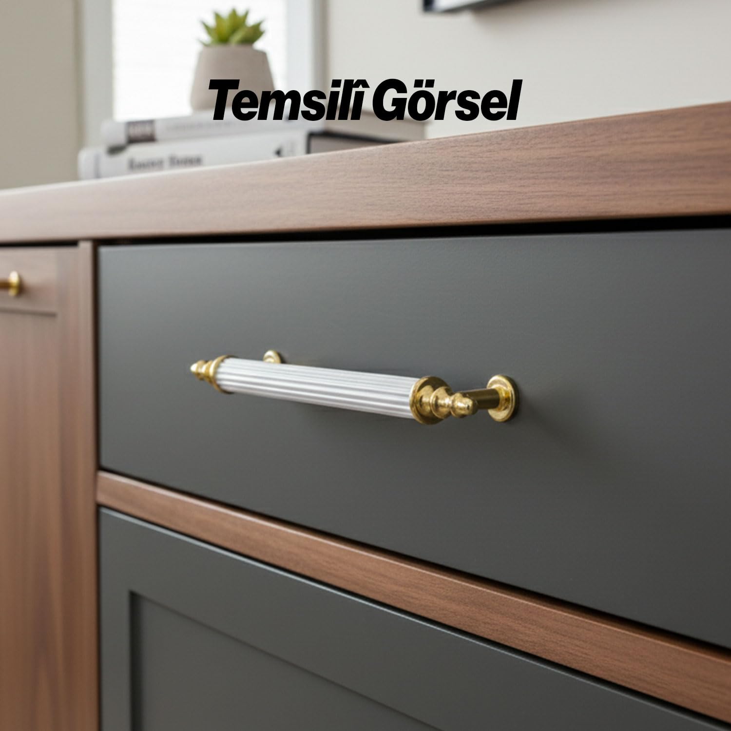Ovacık 10 ADET Gold Altın Beyaz 96 mm Metal Kulp Mobilya Çekmece Dolap Kapak Kulpu Kulbu Kulpları