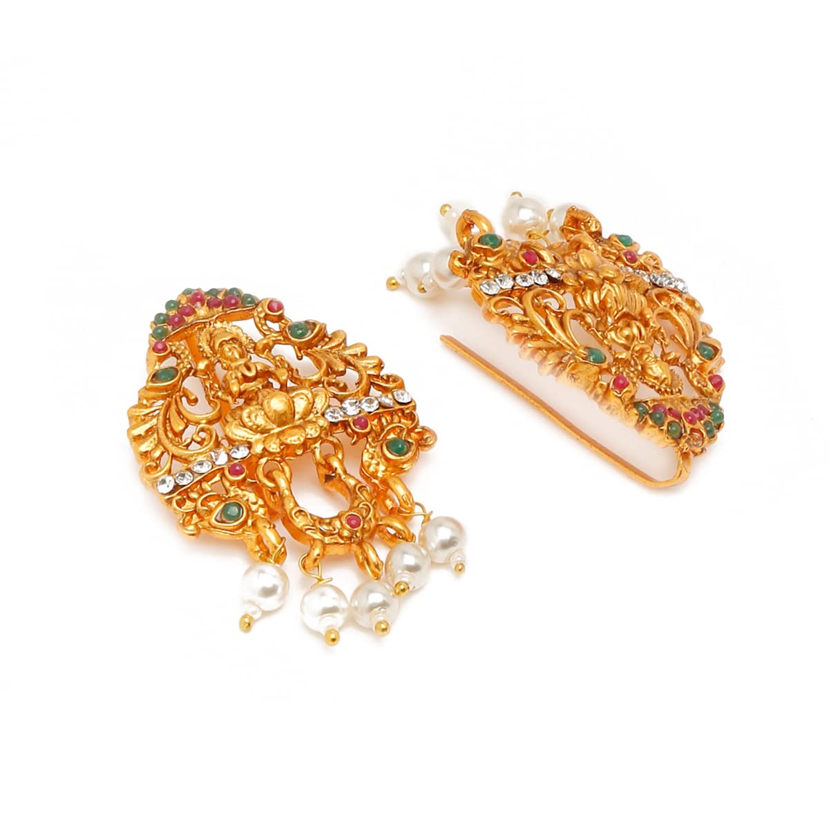 Jadai Billai, 9pc Plated Red Crystal Hair Pin Set