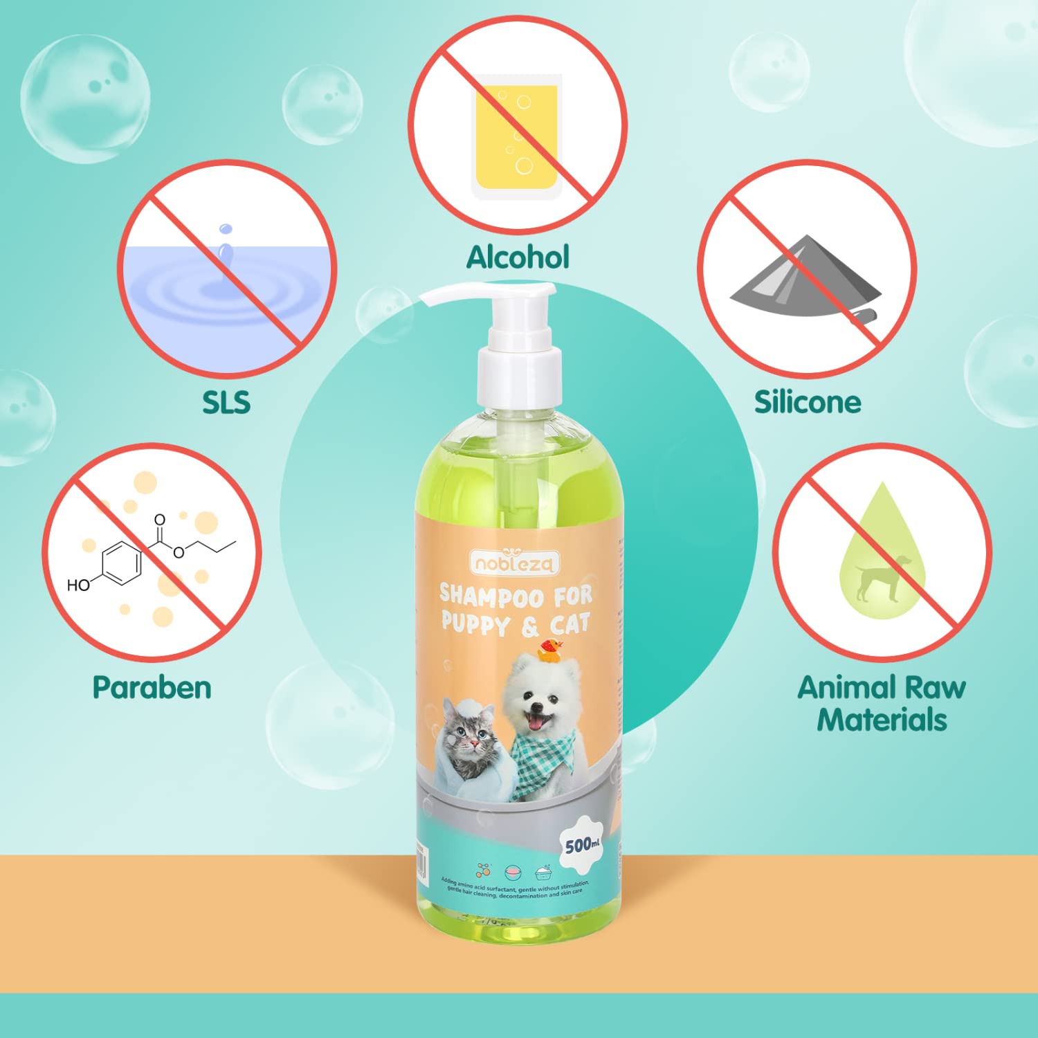 Shampoo per Cuccioli di Gattini Sicuro e Non irritante,Shampoo per Cani e Gatto Pelli Sensibili,Protegge le Pelli Delicate,Shampoo Cane Idratante e Ammorbidente con Profumo di Cocco(500ml)