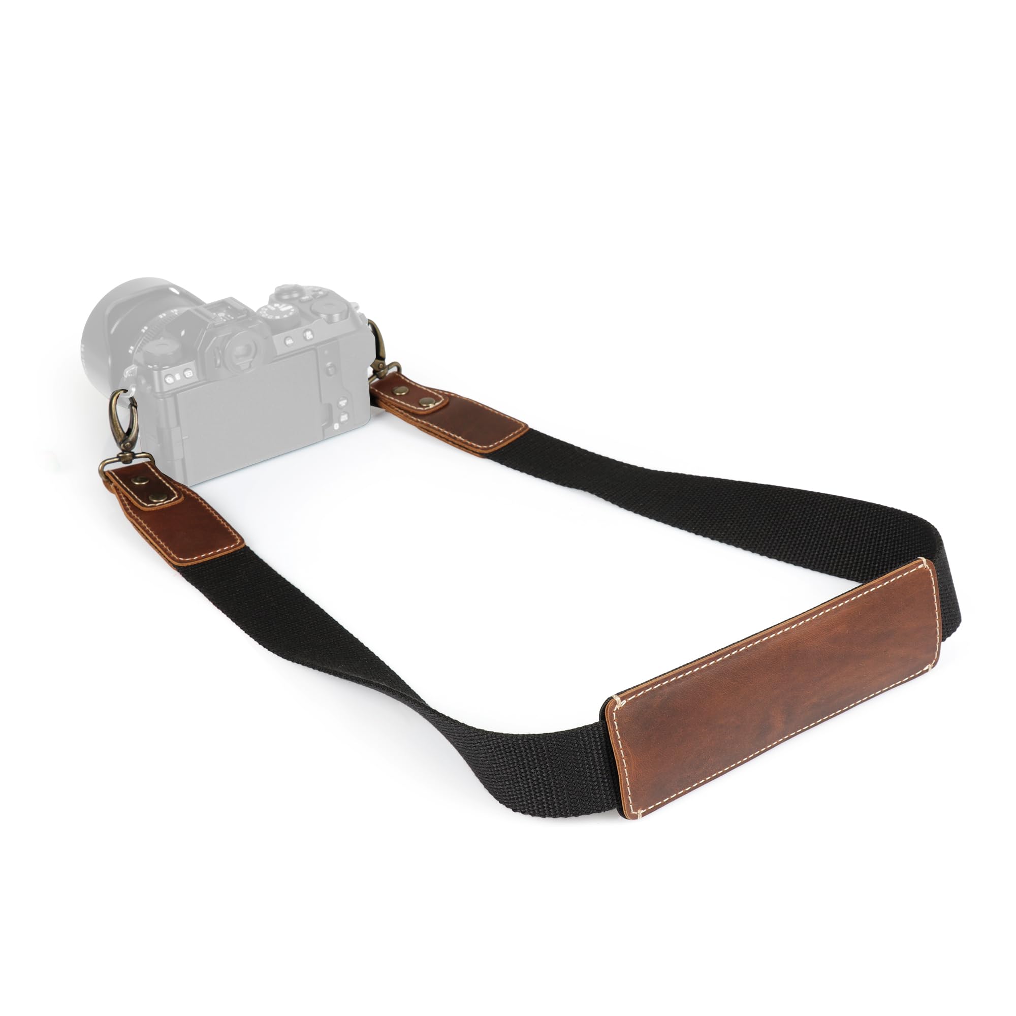 MegaGear Tracolla Regolabile Per Fotocamera In Vera Pelle E Tela Resistente, Imbottitura Morbida, Compatibile Con Reflex E Mirrorless Canon, Nikon, Sony, Fuji E Leica