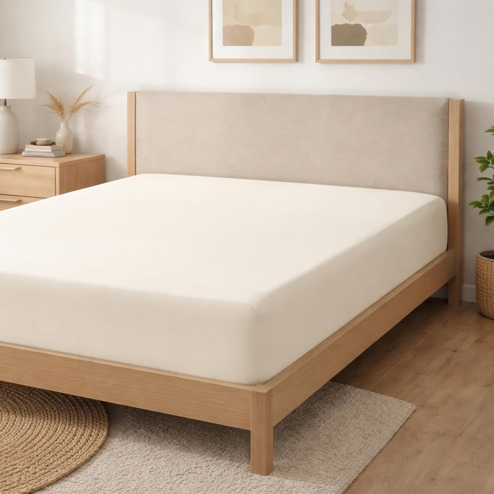 Linens Limited Cream 100% Egyptian Cotton 200 Thread Count Fitted Sheet, King