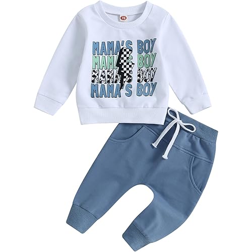 Baby Toddler Boys Fall Winter Outfits Little Dude Letter Printed Long Sleeve Sweatshirts Pants 2Pcs Clothes Set