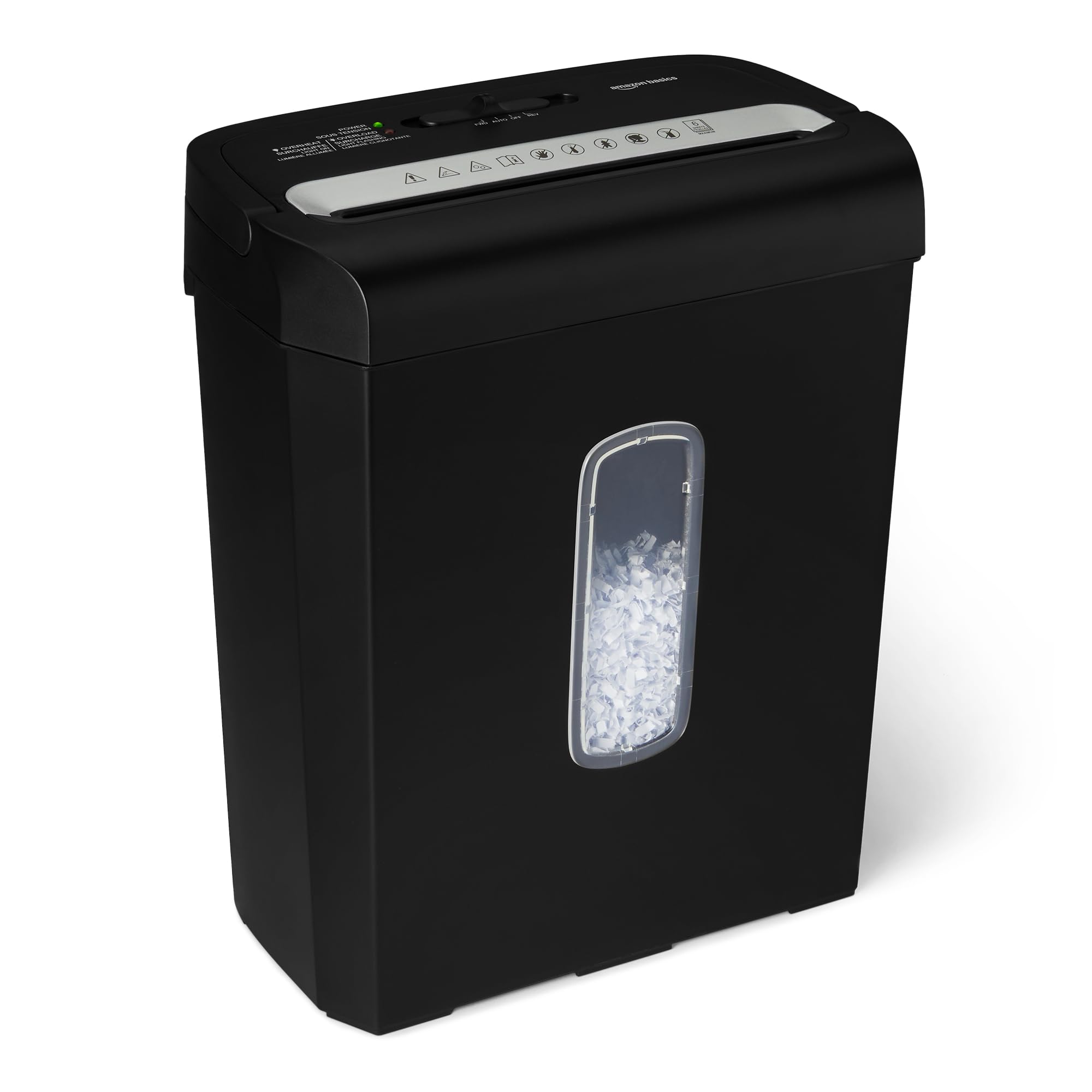 Amazon Basics 6-Sheet High Security Micro Cut Paper Shredder and Credit Card Shredder, 3.7 Gallon, Black image 5