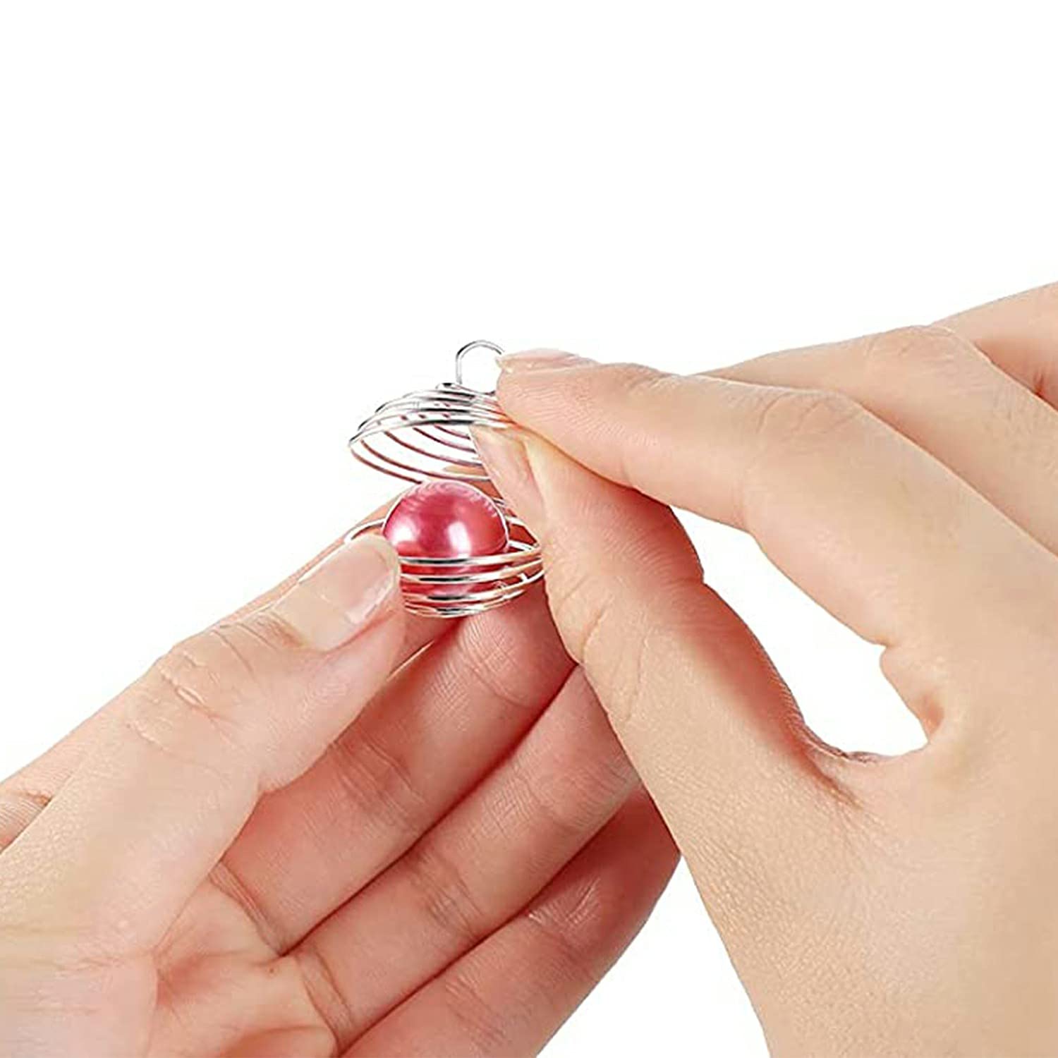 JIALEEY Lot De 100 Pendentifs En Forme De Cage à Perles En Spirale