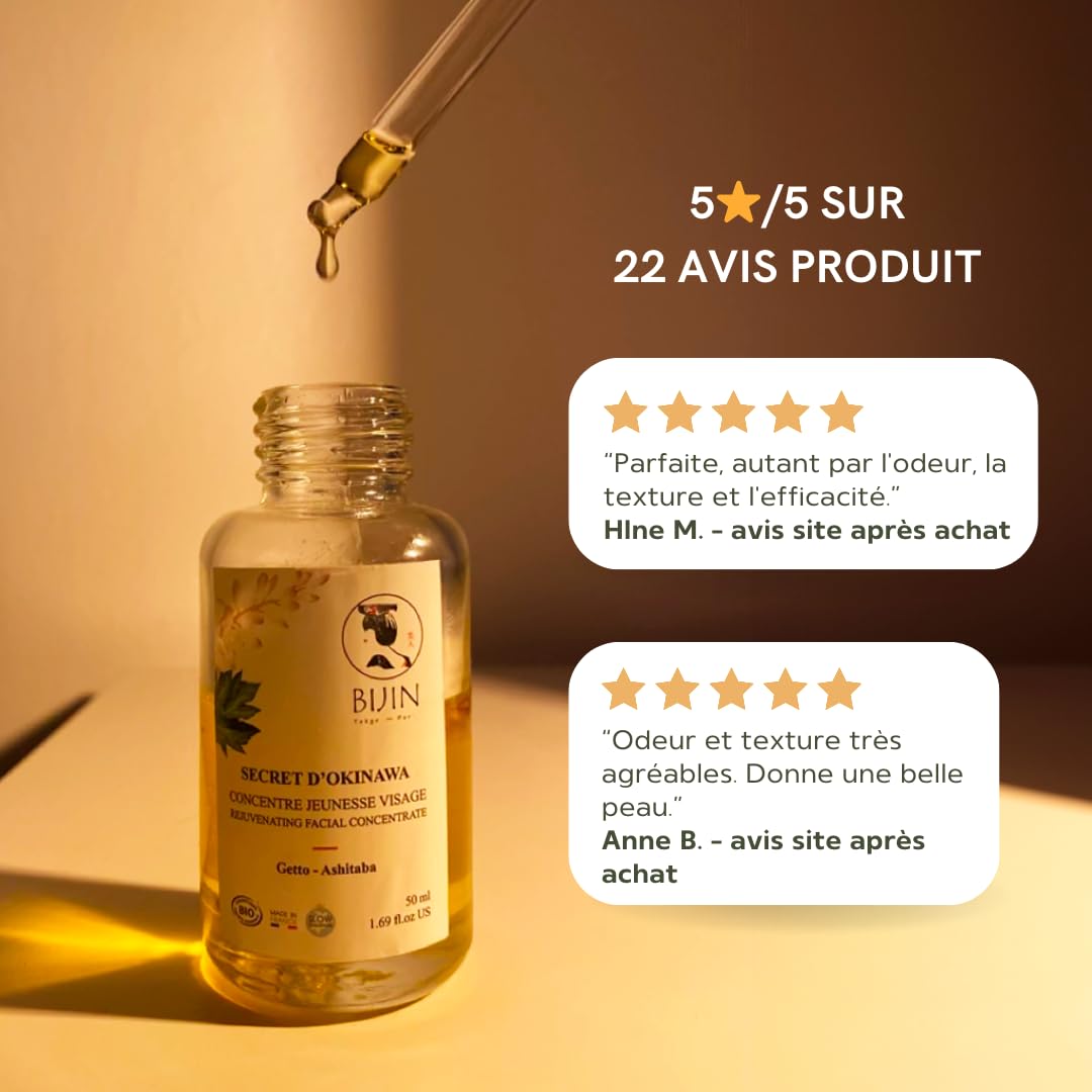 Siero giovanile concentrato di Okinawa Bio, Viso Anti-Aging, Anti-Ruga, Vegetale, 50 ml