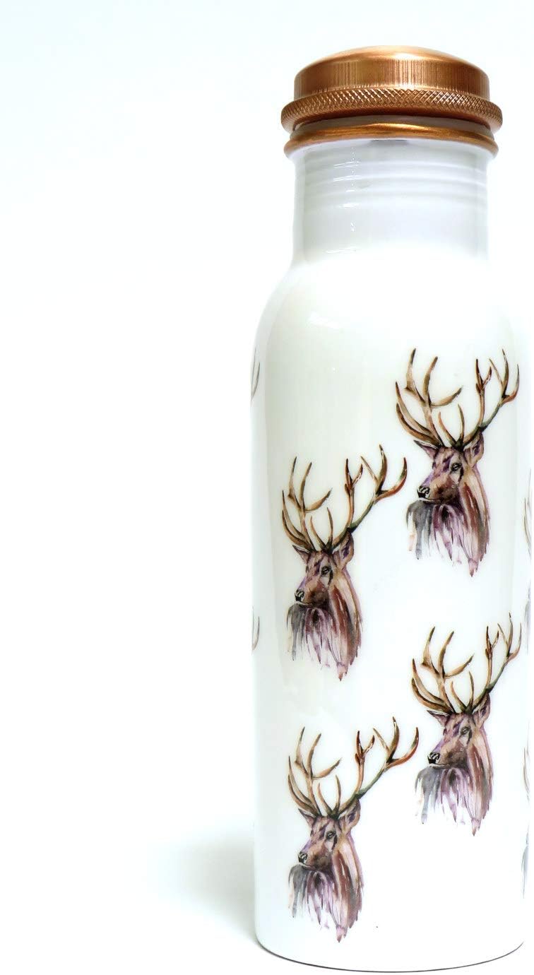 Purity Style Pure Copper Water Bottle, Large 750ml Size, Use Daily for Sport Yoga and at Home (Stag Pattern) - Image 3