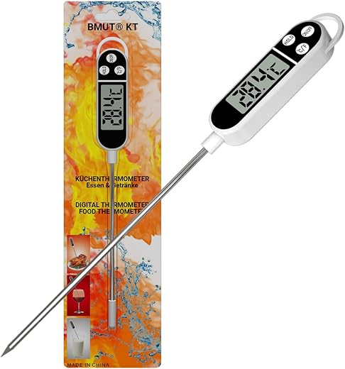 1x Küchenthermometer (digital) für Essen & Getränke (-50°C bis +300°C) BMUT KT Bratenthermometer, BBQ, Fleisch, Tee, Wasser