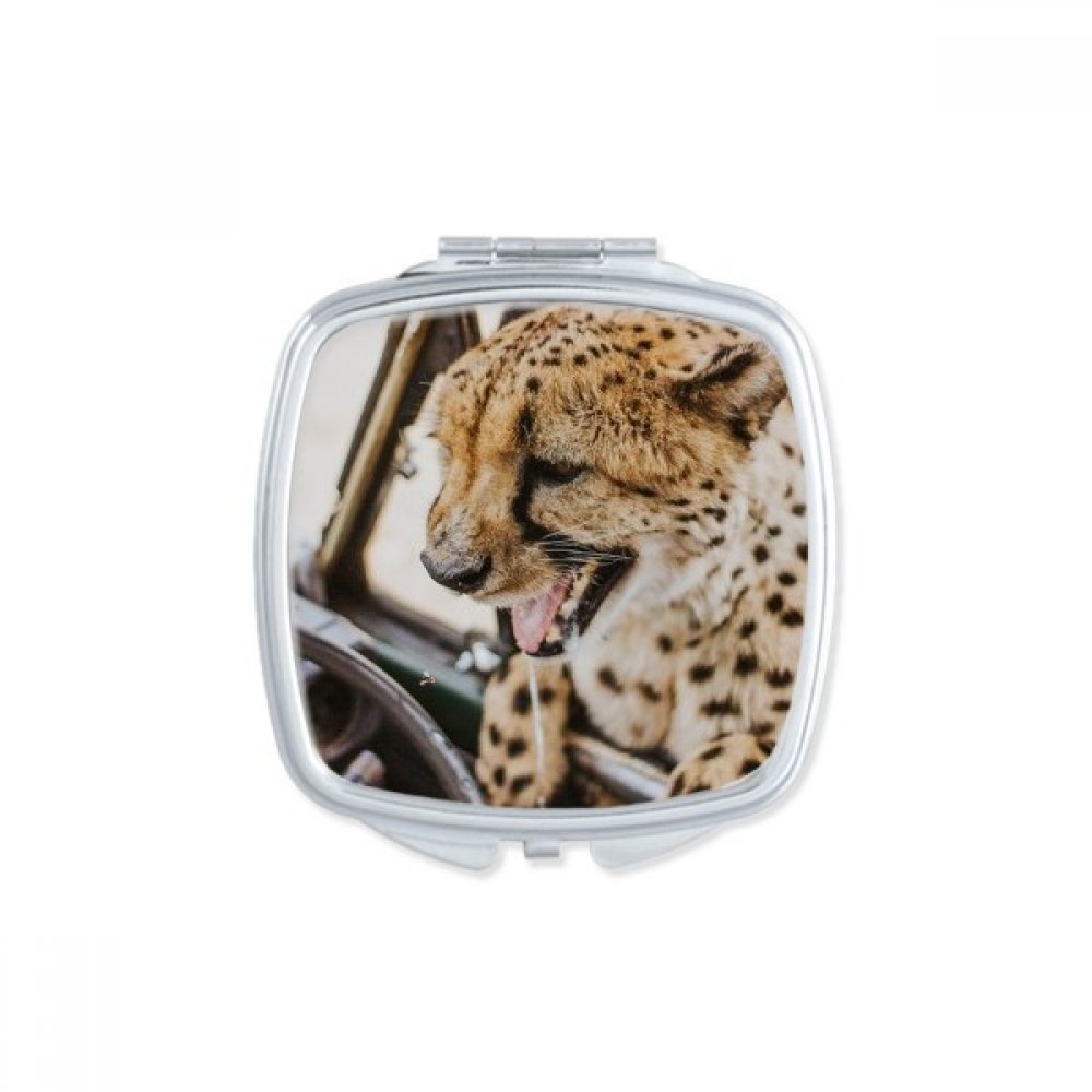 Miroir de poche carré lion blanc pour éviter les bavures de maquillage partout