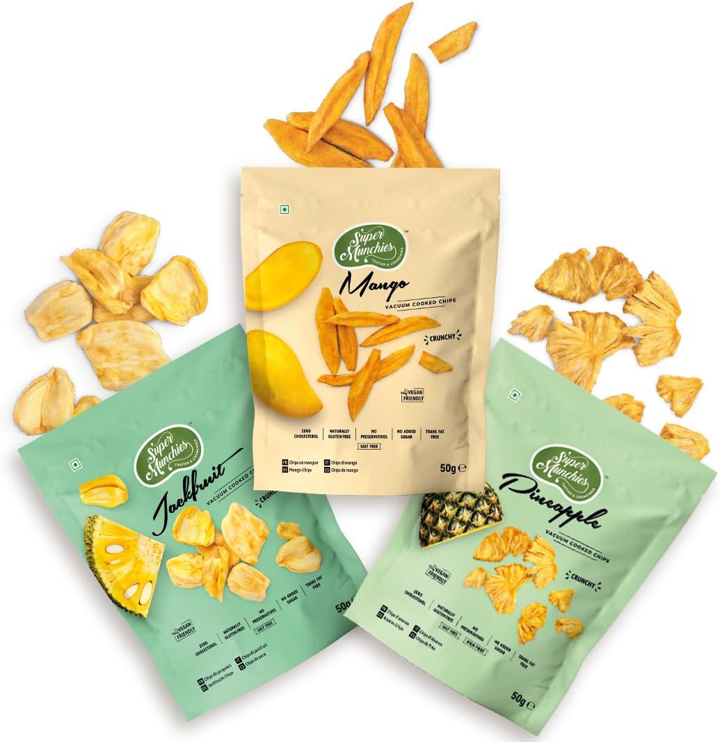 Vacuum Cooked Fruit Mix – Mango, Pineapple, Jackfruit | Vegan, Gluten Free, No Added Sugar, Zero Sodium, No Preservatives, No Trans Fat, Zero MSG, Low Fat (Pack of 3)