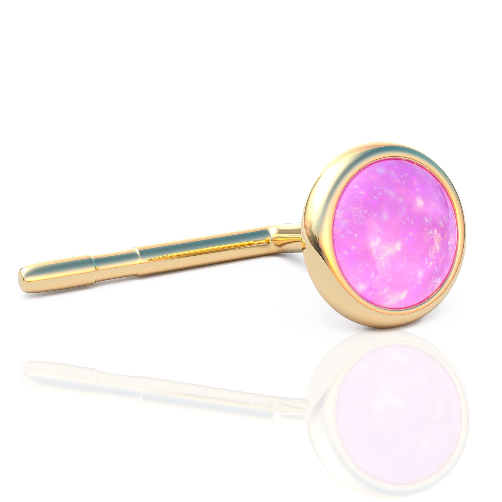 Opal Nose Stud - 3mm Pink Opal piercing nose stud 22 gauge - Tiny Piercings Nose Rings L Shape - Opal nose post stud - 14K Gold Filled - Pink opal piercing post