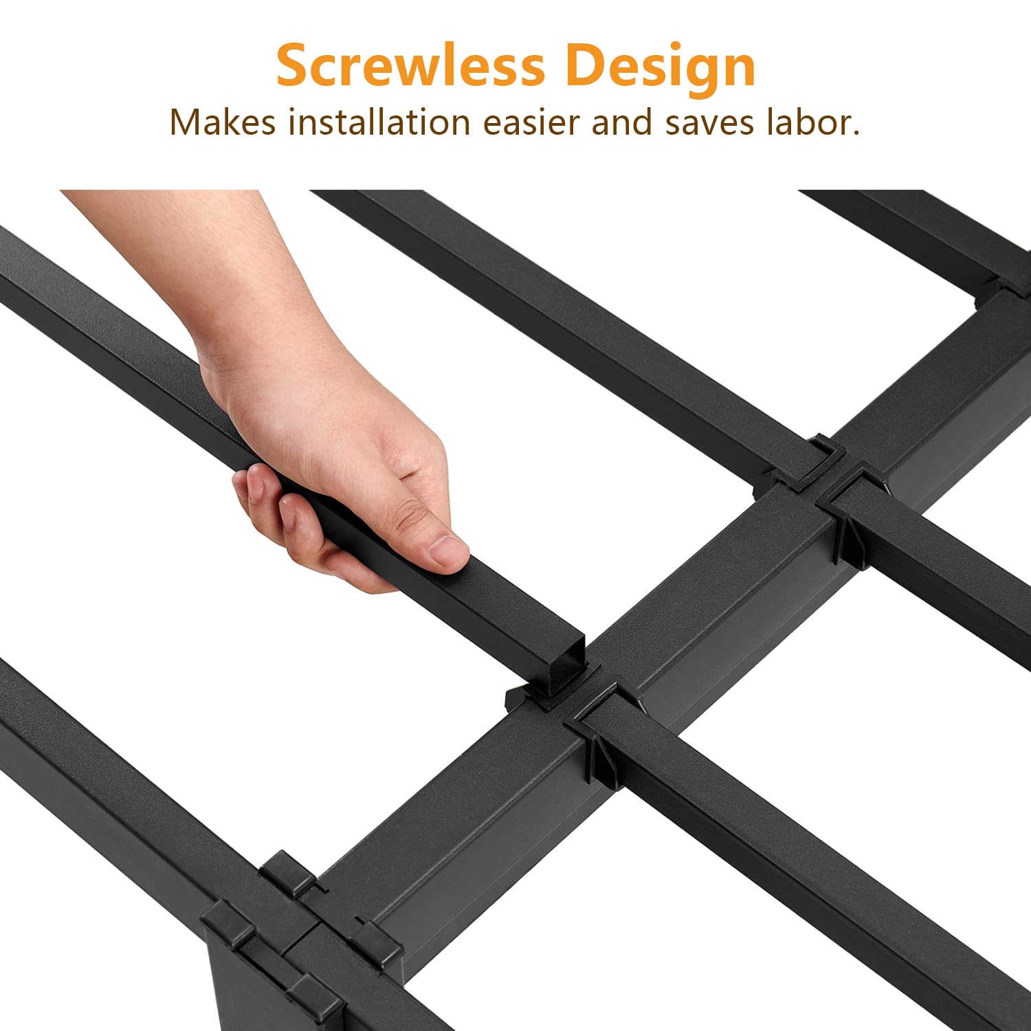 140x200 cm Metallbett Doppelbett Plattform Bett Bettgestelle mit Lattenrost aus Metall, Bettrahmen für Erwachsen Jugendliche Gäste, Schwarz