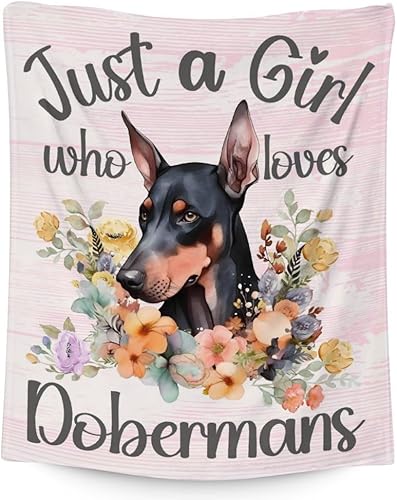 Doberman - Manta suave, mullida y cálida, manta de tamaño individual de 60 x 80 pulgadas para cama, sofá y sala de estar, regalo lindo rosa para los