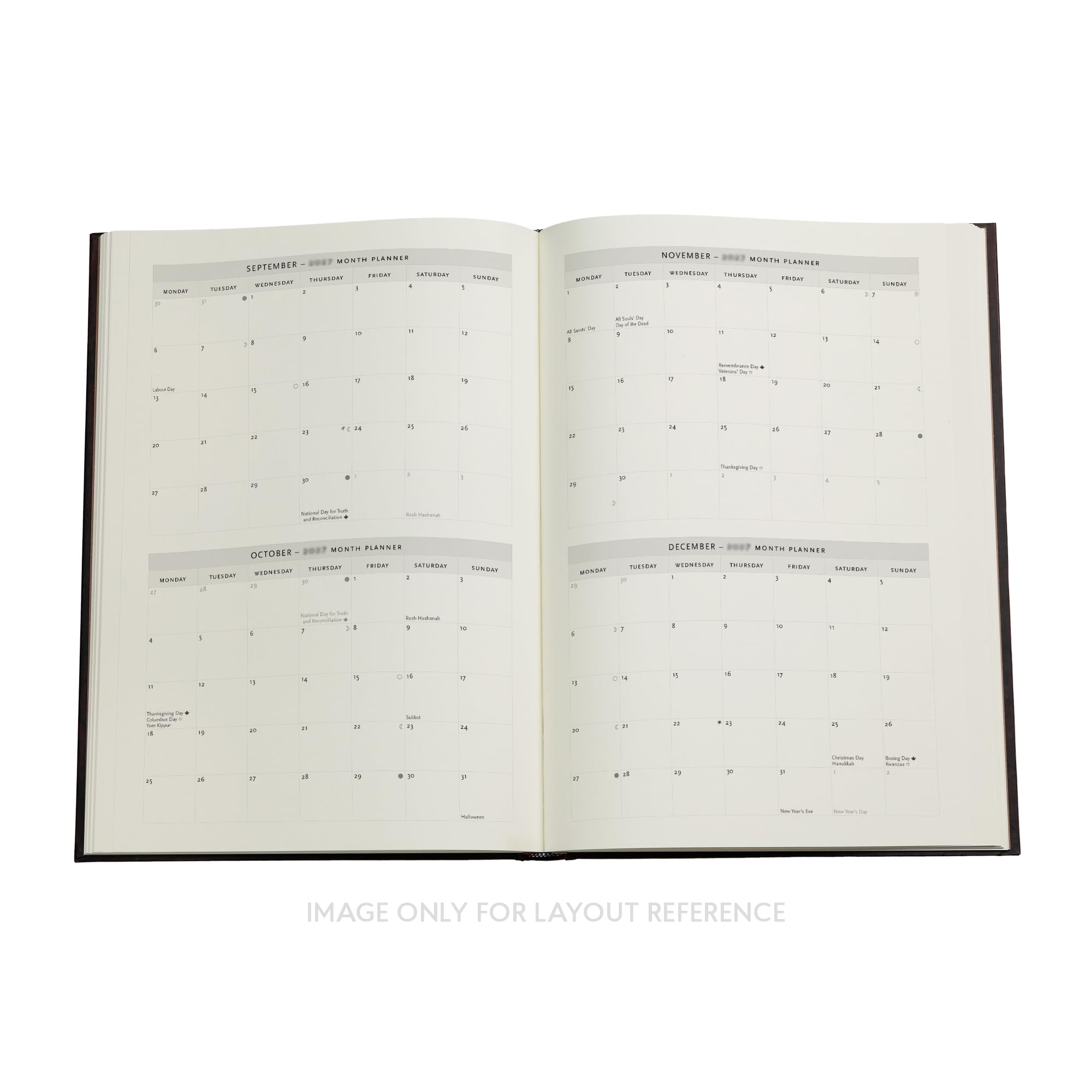 2027 Emerald Flower (Nature’s Grace) Grande 12-Month Hardcover Dayplanner (Elastic Band Closure) Vertical