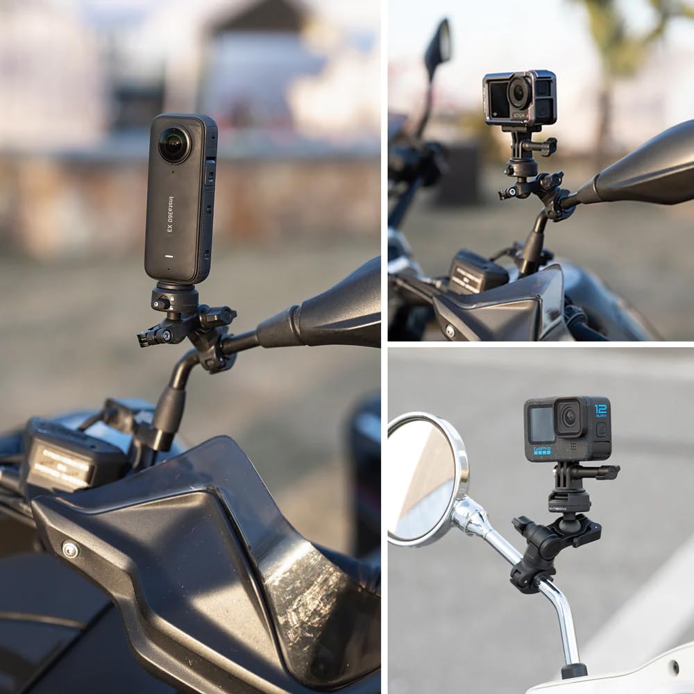 PGYTECH CapLock - Supporto per specchietto retrovisore per Action Camera Smartphone Cap Lock Handle Bar Specchietto retrovisore Bicicletta Bici Fisso Vlog Shooting