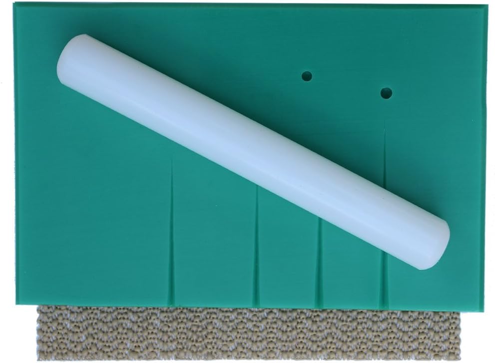 Sugarcraft Non-Stick Grooved board (223mm x 150mmx 12mm) and 200mm x 25mm Non-Stick Rolling pin Set with Non Slip mat