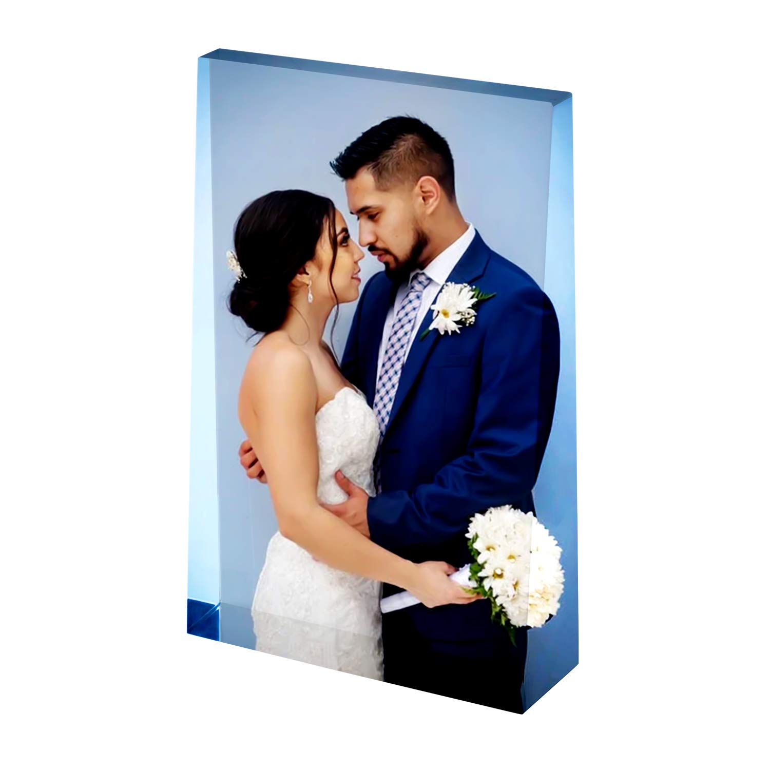 Glasfoto Personalisiert Bilderrahmen 3D Glas Fotorahmen Individuell Kristallglas Rahmen Kristall Fotogeschenk Hochzeit Valentinstag Foto Gedruckt Bilder Graviert DIY Glasrahmen Hause Büro Deko
