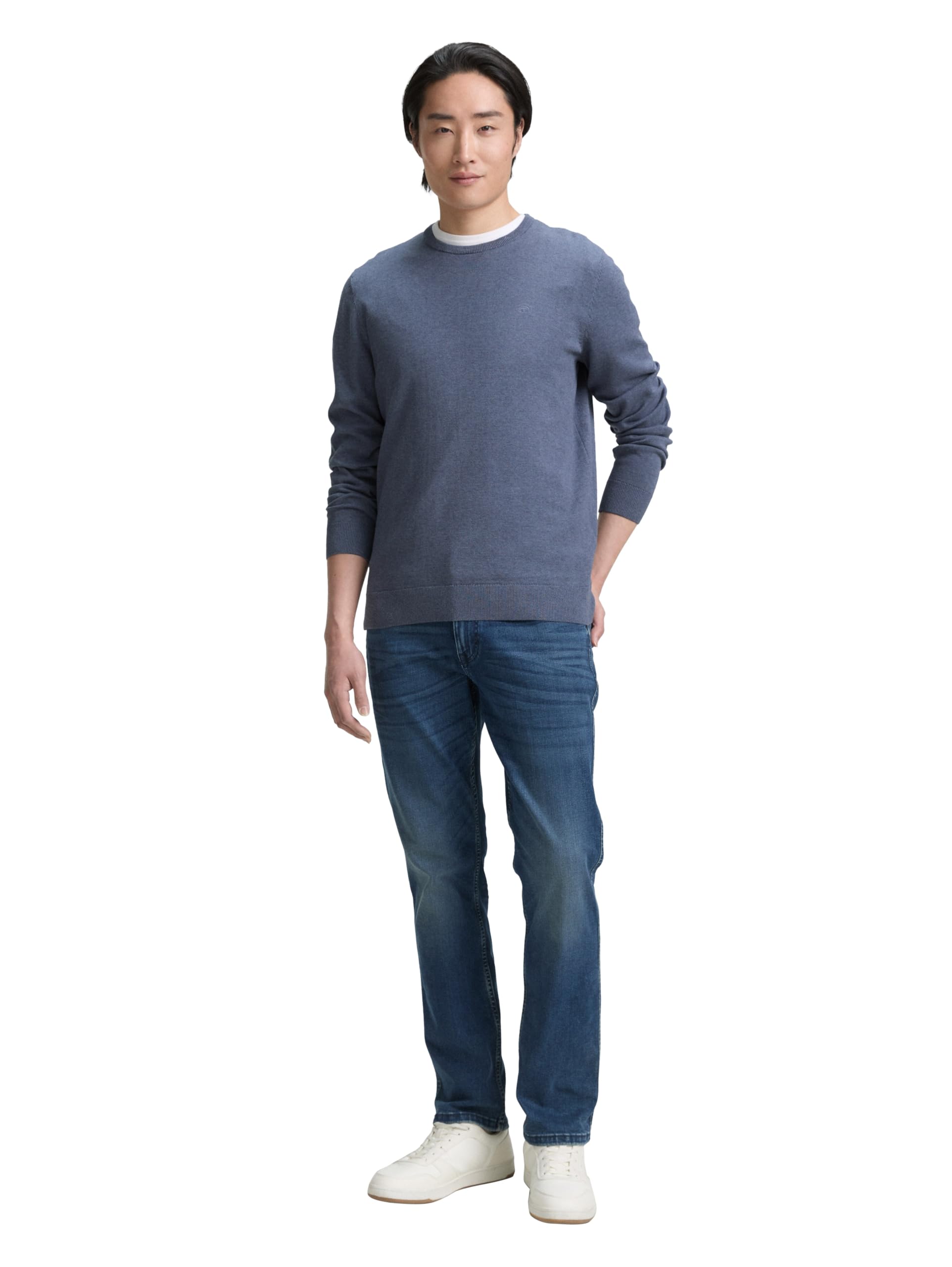 TOM TAILOR Uomini Maglione Basic Plus Size con logo ricamato