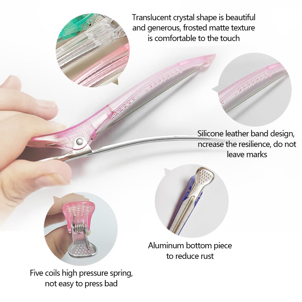 XIZONLIN 5Pcs Hair Clips Set 11.1cm Hairdresser Clips Non Slip No-Trace Duck Billed Hair Clips Hair Cutting Clips for Hairdresser Women Men Styling Sectioning Salon Pink - Image 2