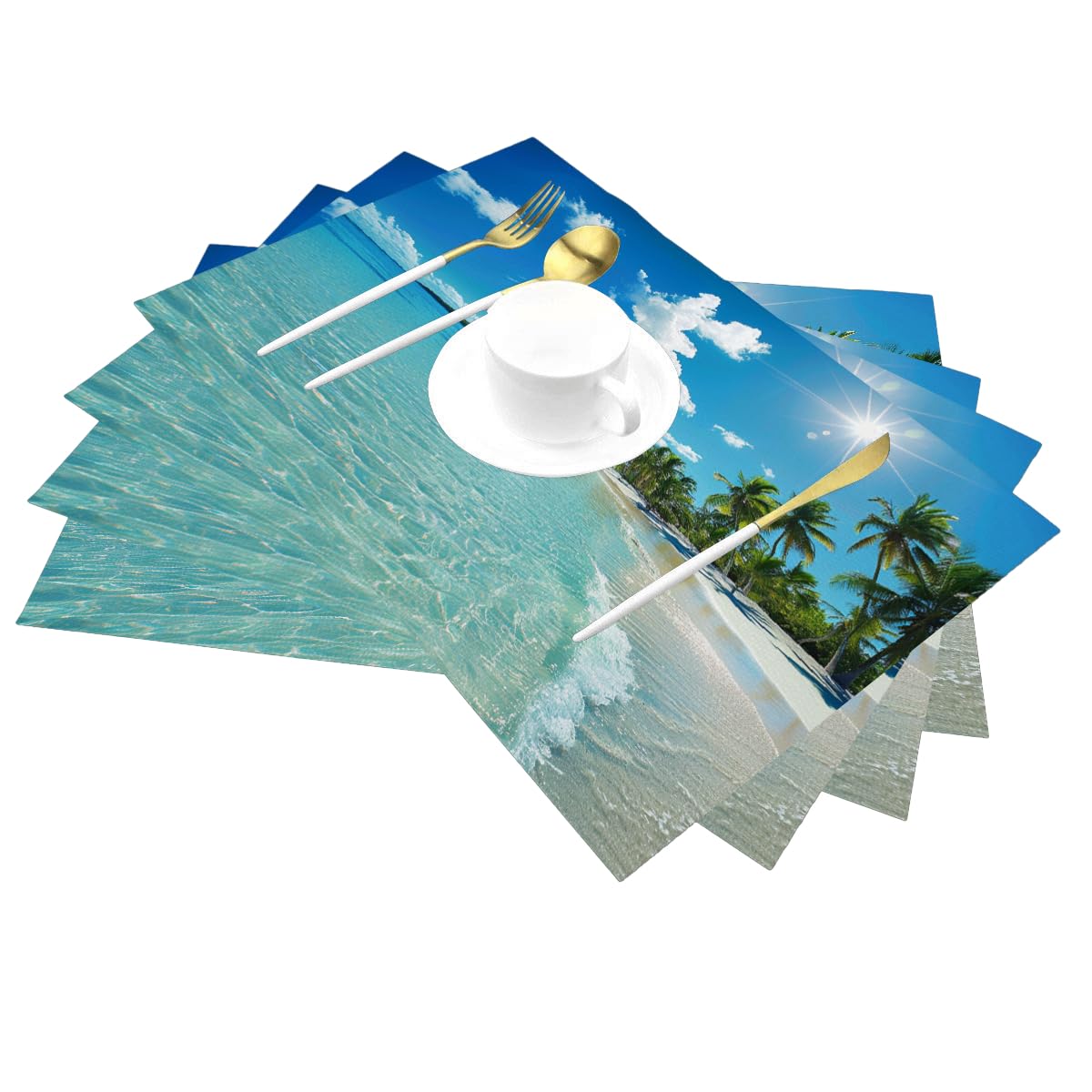 4 sets de table PVC hawaïen antidérapants pour cuisine et salle à manger