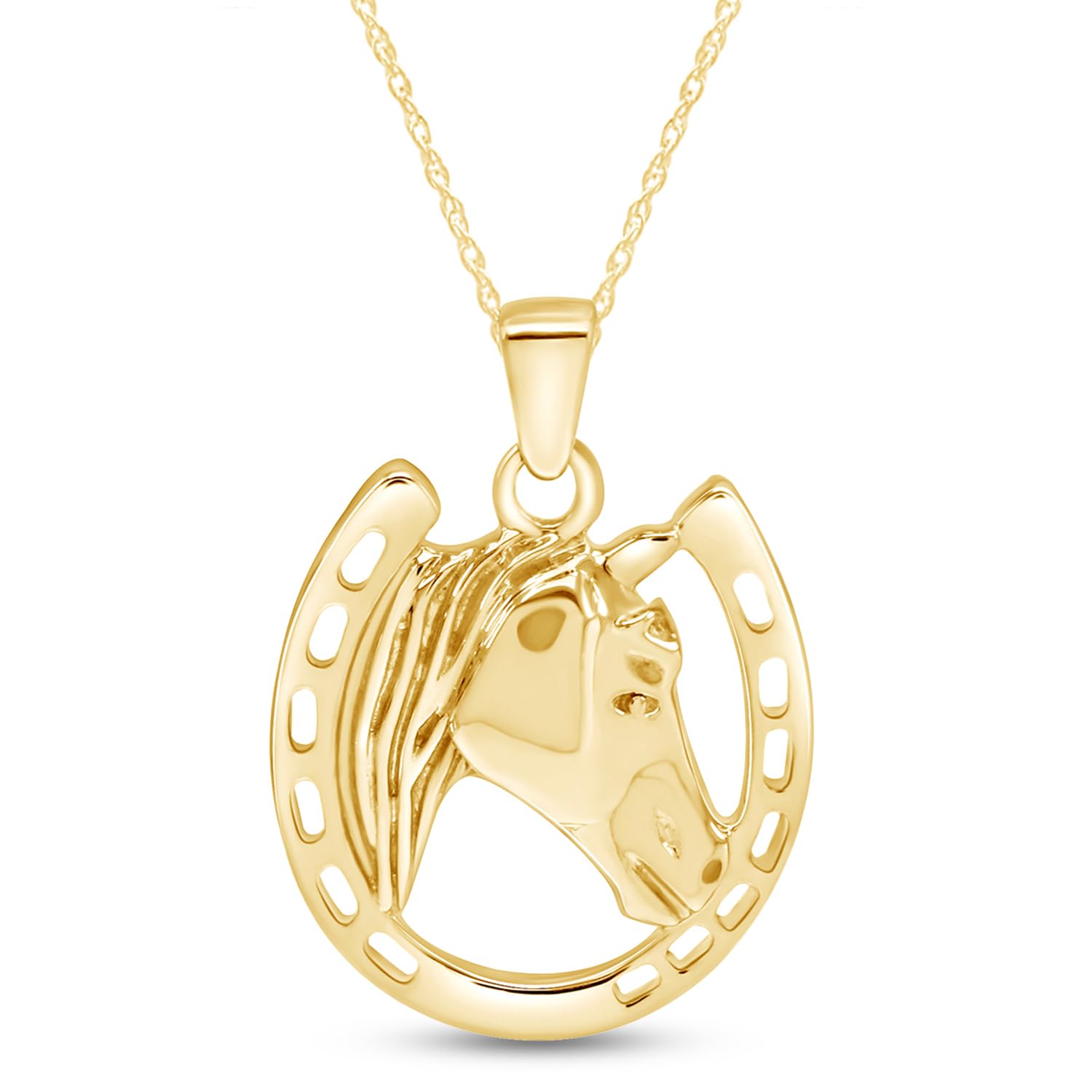 THE JEWEL ZONETHE JEWEL ZONE 14k Gold Over Sterling Silver Horse face and Horseshoe Pendant Necklace Charm