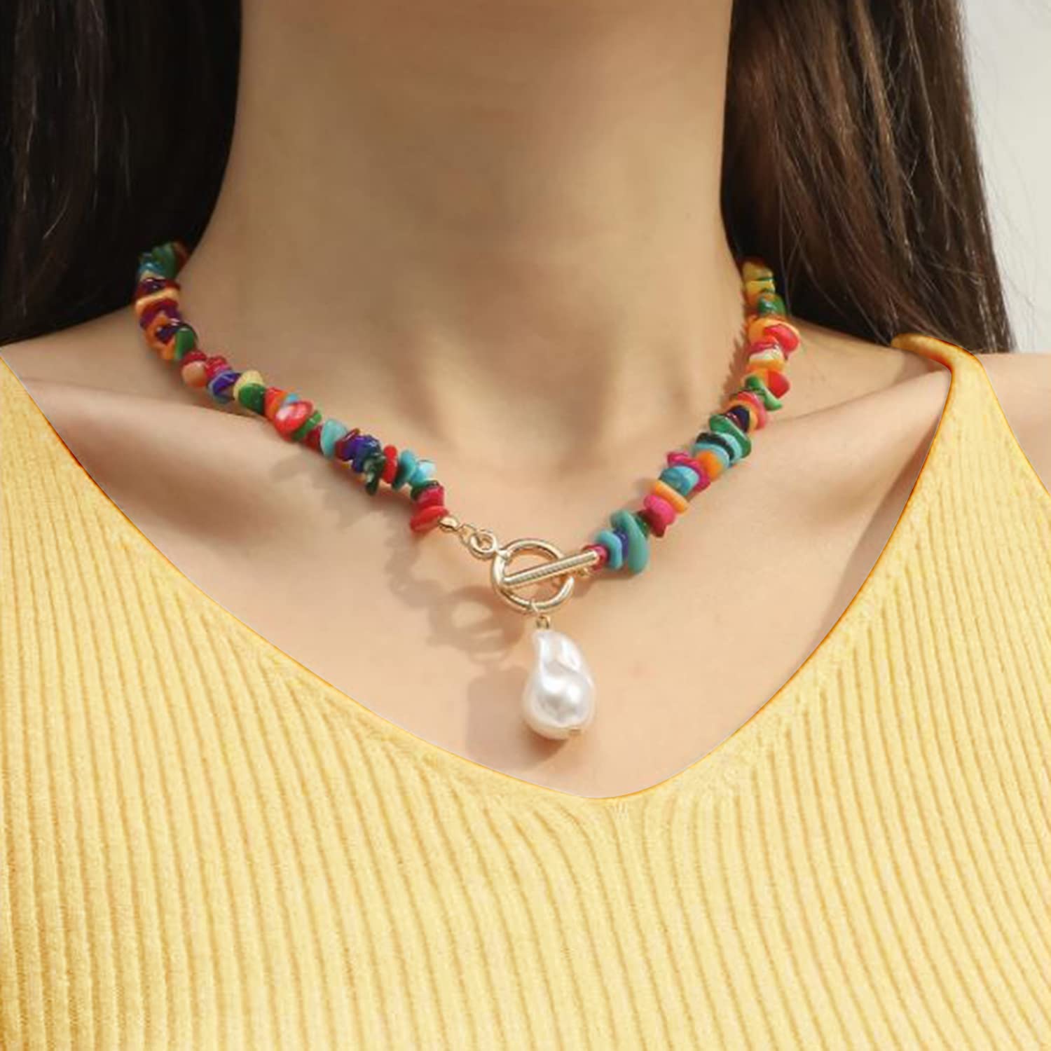 Stylish Multicolor Plated Beads Studded Necklace for Women