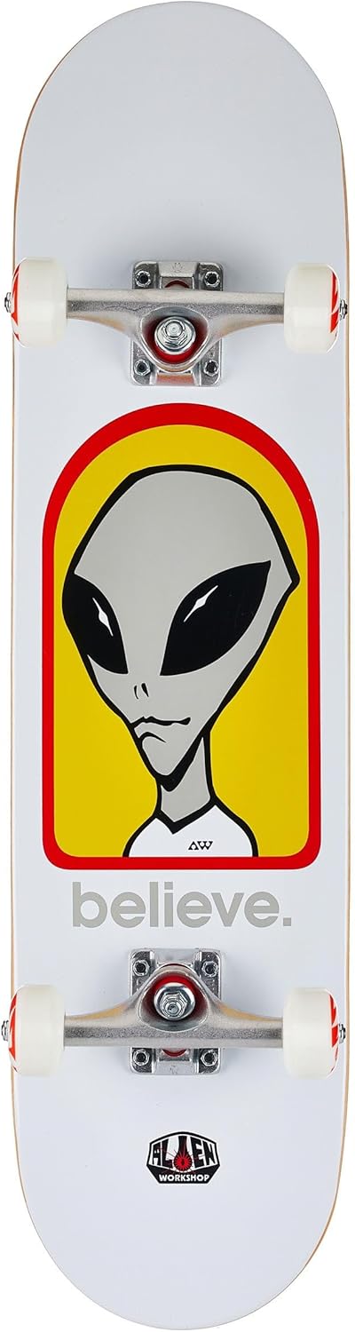 Alien Workshop Skateboards Complete Believe White 8.0'' Assembled, Multicolor