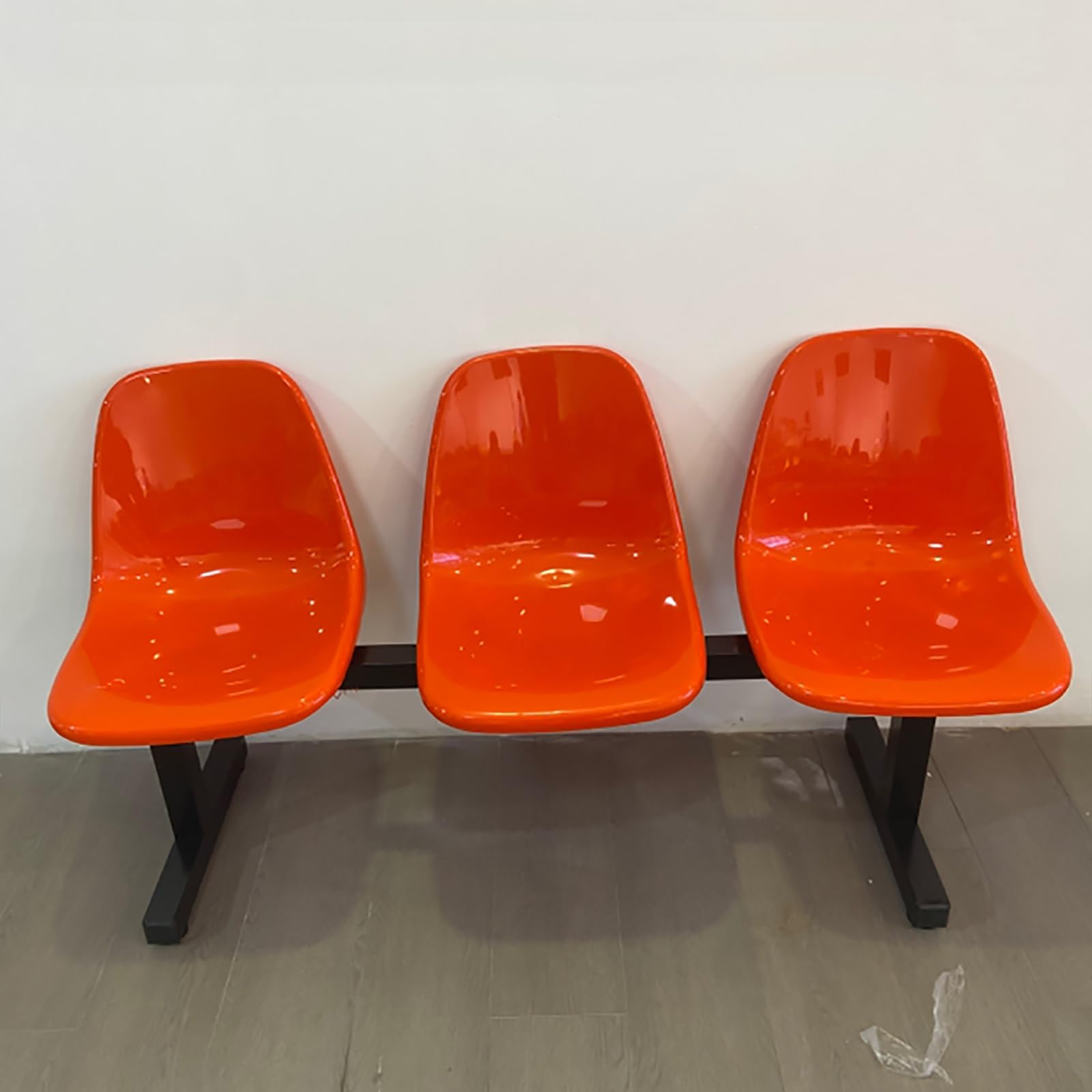 OZBMA Reception Bench, 3-Seat Plastic Design for Office, Airport, Hospital, Bank, Salon, Barbershop, and Waiting Area (Orange)